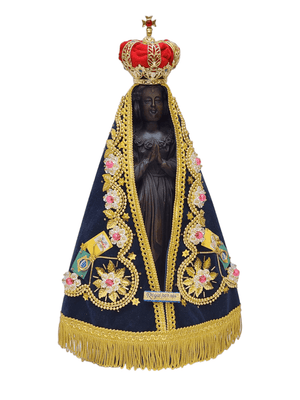 Imagem de Nossa Senhora Aparecida com Manto Flor com Rosa 36 cm-TerraCotta Arte Sacra