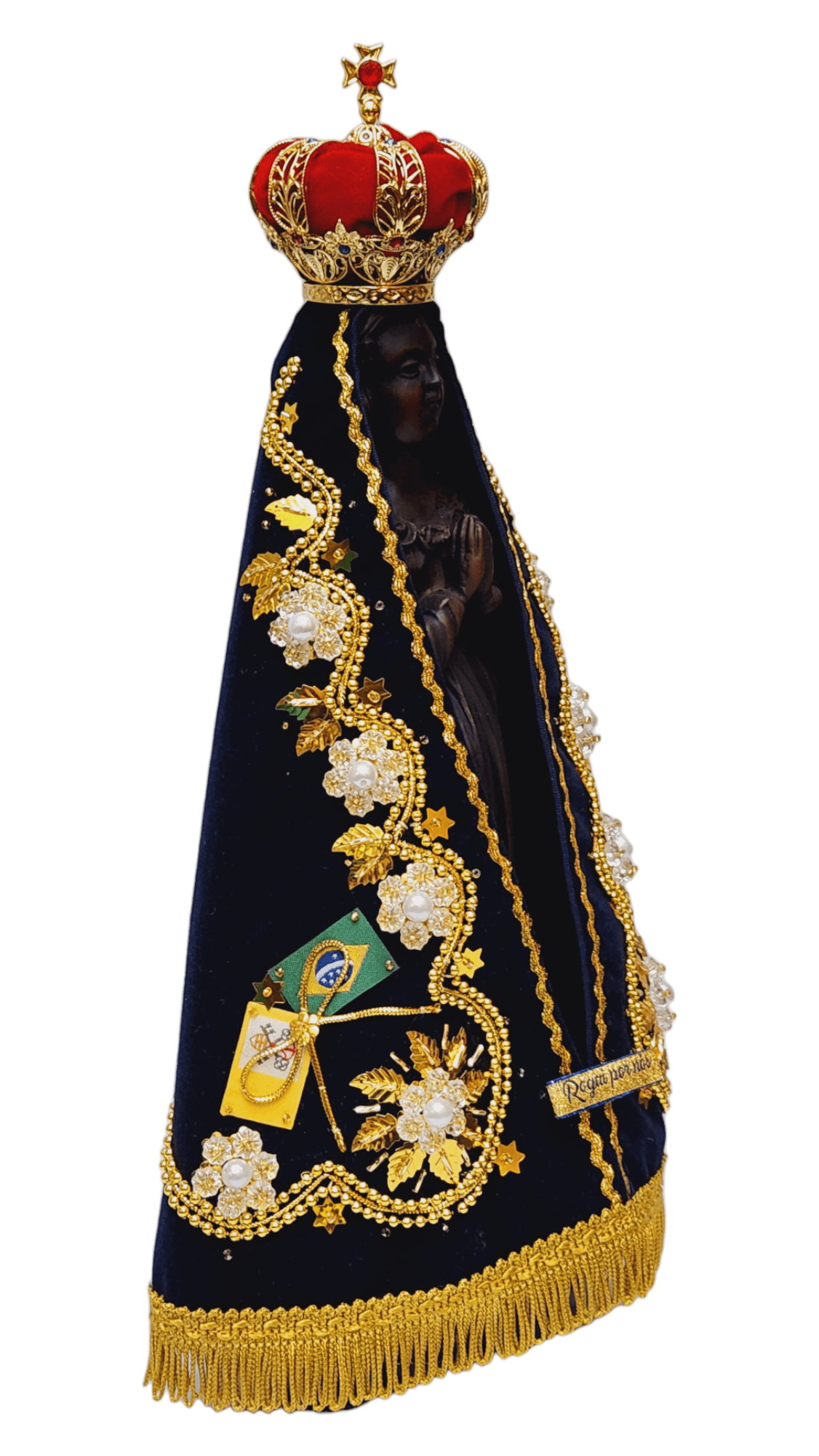 Imagem de Nossa Senhora Aparecida com Manto Pérolas 36 cm-TerraCotta Arte Sacra