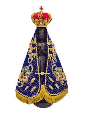 Imagem de Nossa Senhora Aparecida com Manto da Pesca Milagrosa 300 anos de Benção 42 cm-TerraCotta Arte Sacra