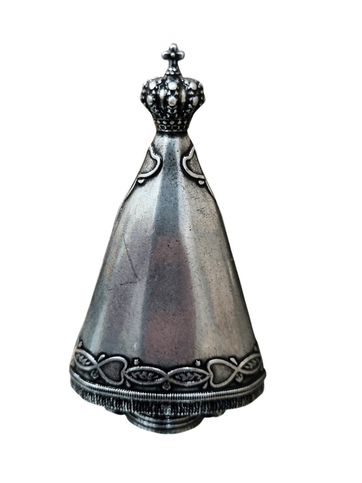 Imagem de Nossa Senhora Aparecida em Metal Prata Velha 8,5 cm-TerraCotta Arte Sacra