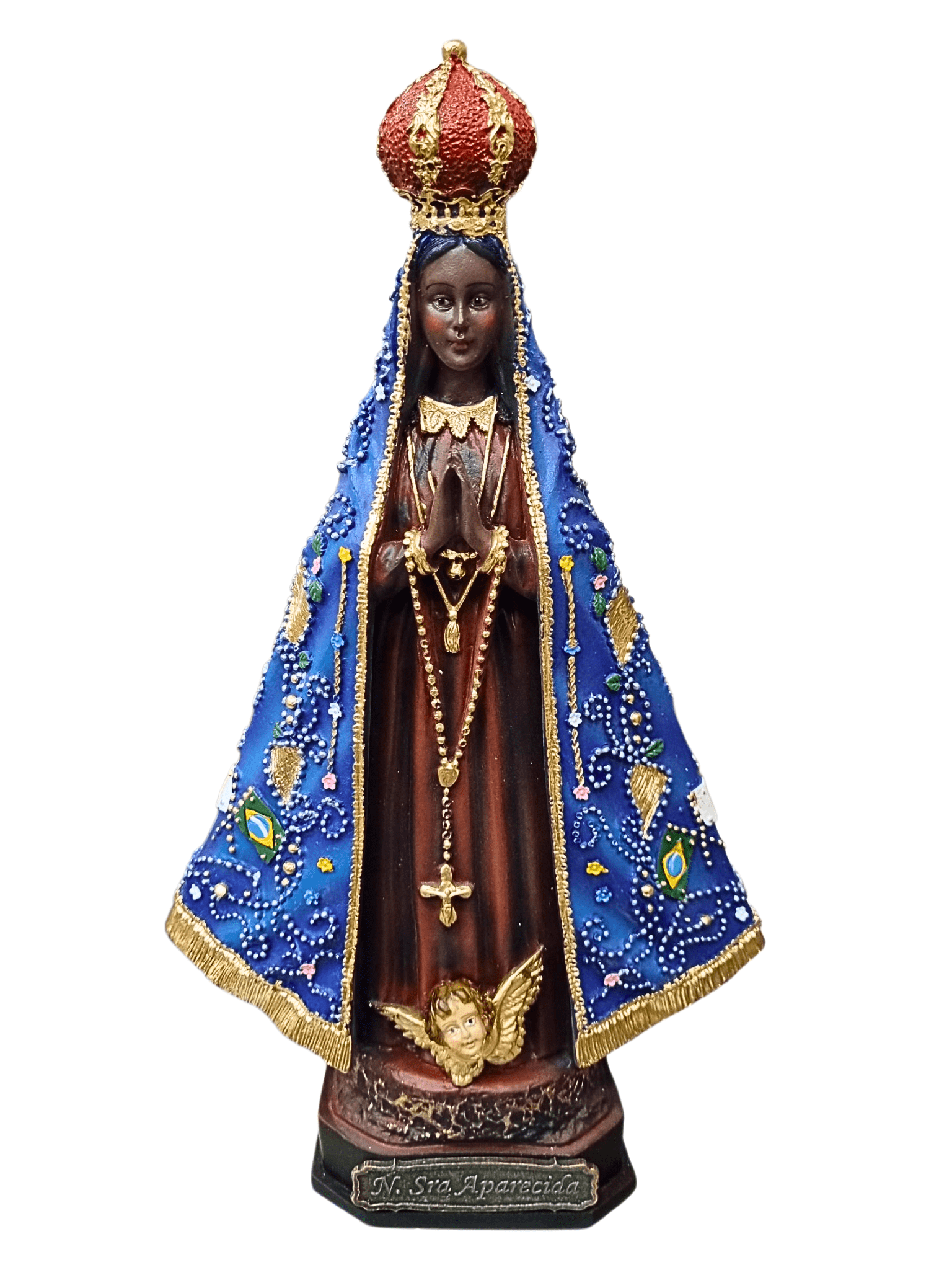 Imagem de Nossa Senhora Aparecida em Pó de Mármore Colorida 20 cm-TerraCotta Arte Sacra