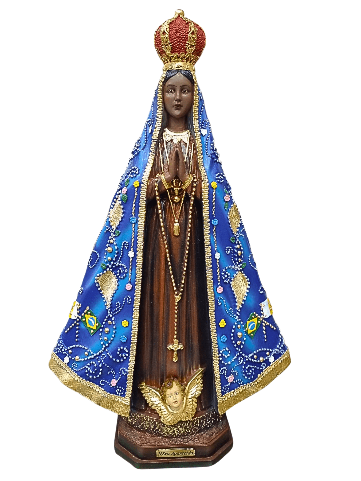 Imagem de Nossa Senhora Aparecida em Pó de Mármore Colorida 40 cm-TerraCotta Arte Sacra