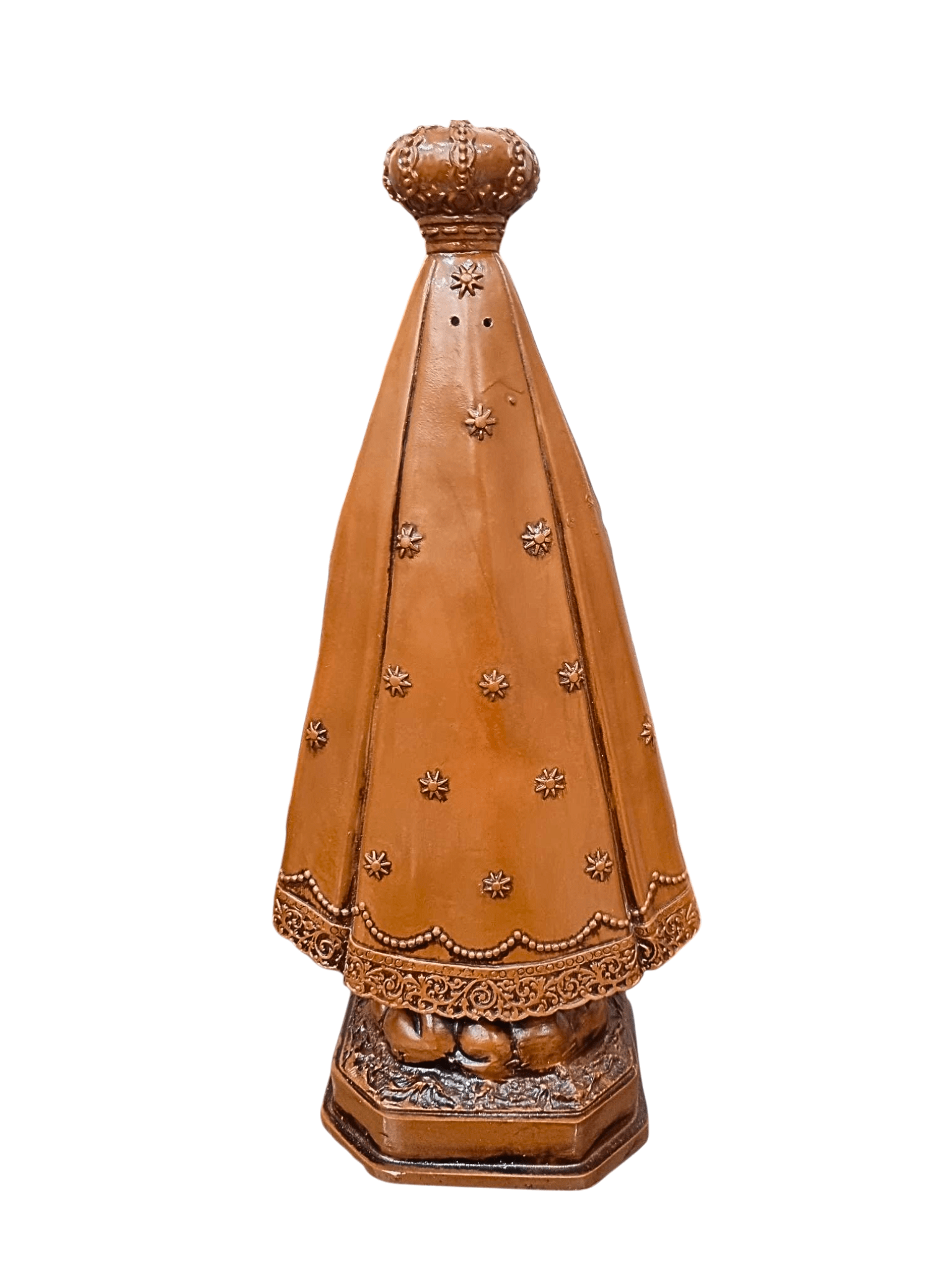 Imagem de Nossa Senhora Aparecida em Pó de Mármore Cor Madeira 30 cm-TerraCotta Arte Sacra