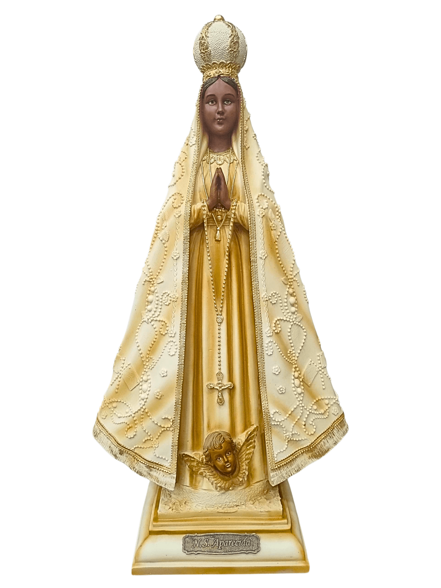 Imagem de Nossa Senhora Aparecida em Pó de Mármore Cor Marfim 70 cm-TerraCotta Arte Sacra