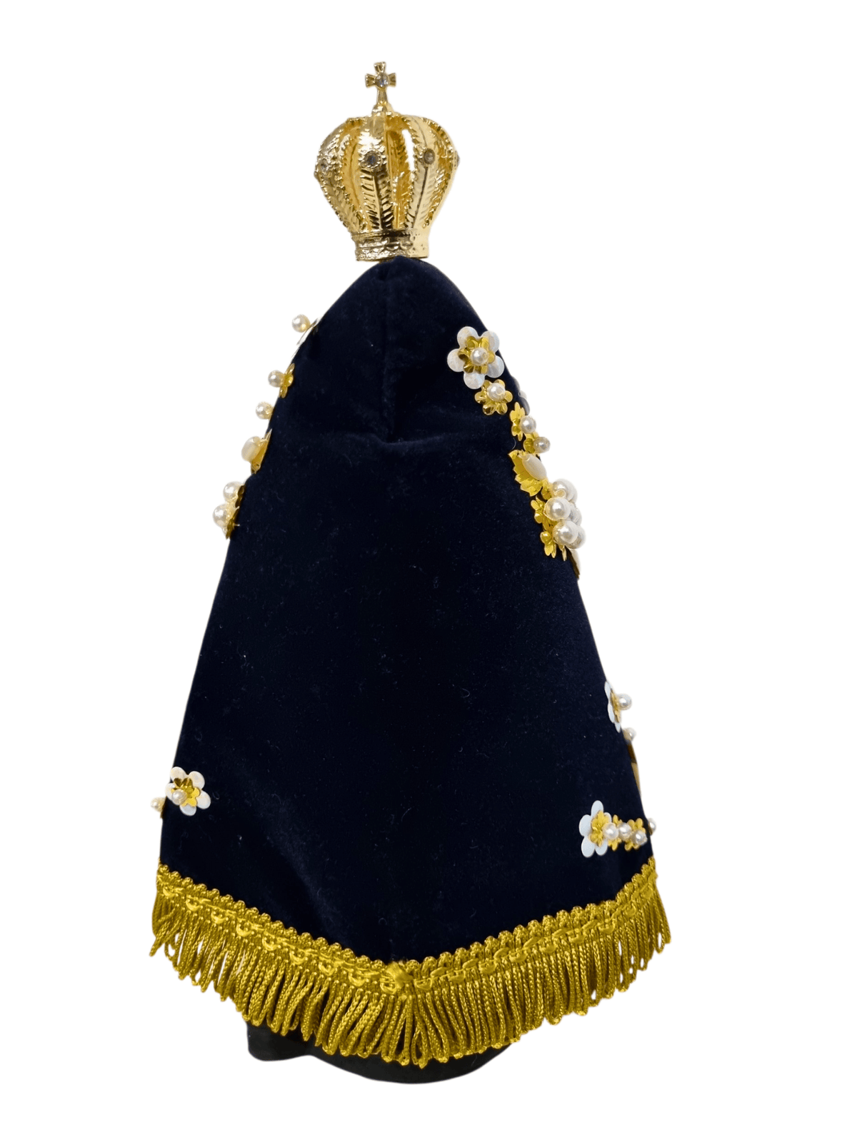 Imagem de Nossa Senhora Aparecida em Pó de Mármore Manto Arabesco Flor 24 cm-TerraCotta Arte Sacra
