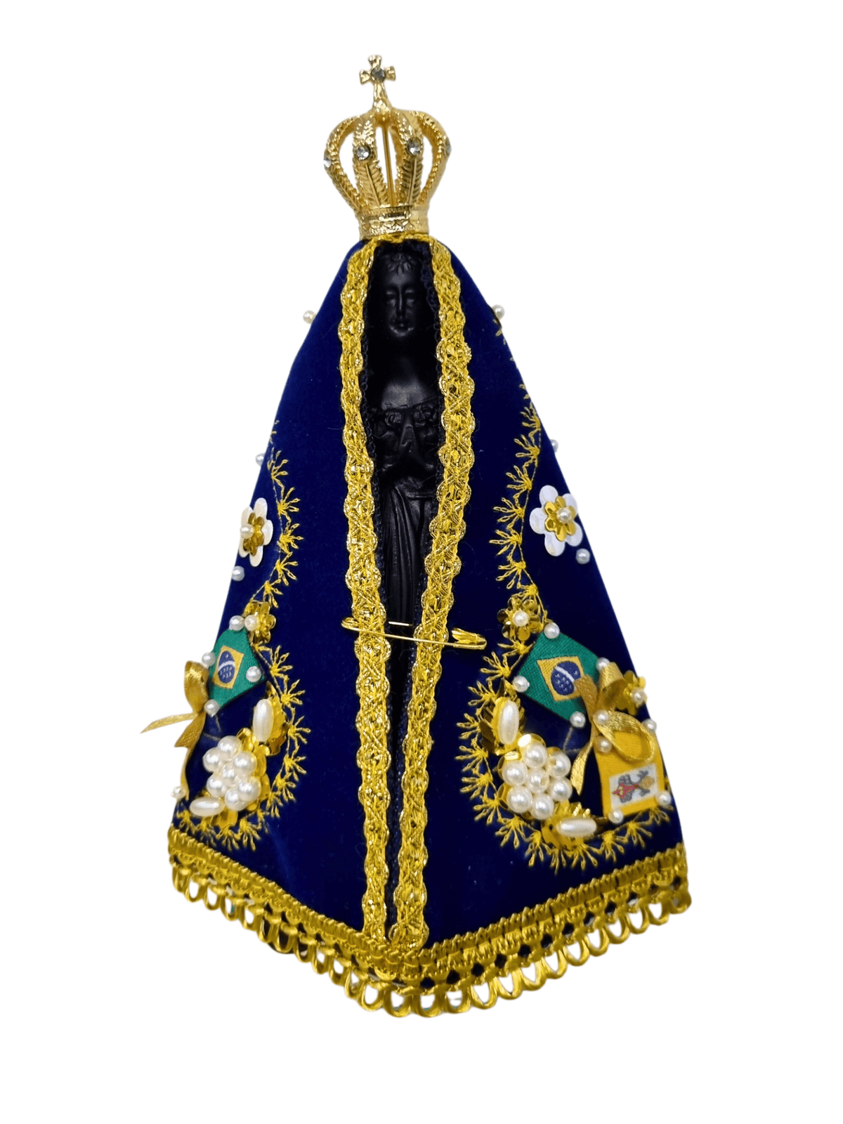 Imagem de Nossa Senhora Aparecida em Pó de Mármore Manto Arabesco Folha 18 cm-TerraCotta Arte Sacra