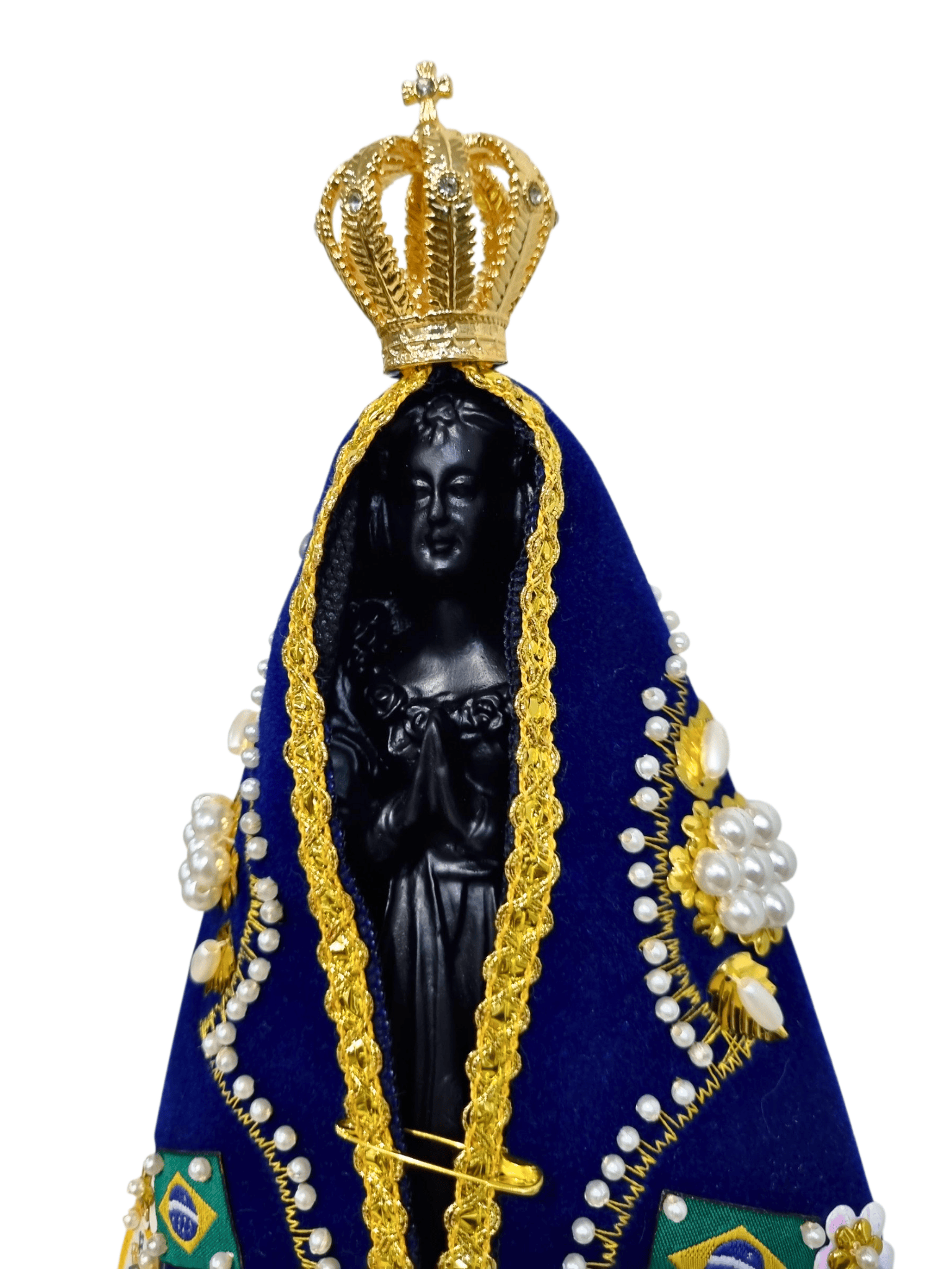 Imagem de Nossa Senhora Aparecida em Pó de Mármore Manto Arabesco Pérola 24 cm-TerraCotta Arte Sacra
