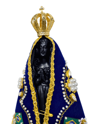Imagem de Nossa Senhora Aparecida em Pó de Mármore Manto Arabesco Pérola 24 cm-TerraCotta Arte Sacra