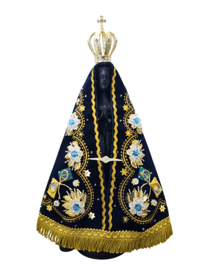Imagem de Nossa Senhora Aparecida em Pó de Mármore Manto Flor Azul 30 cm-TerraCotta Arte Sacra