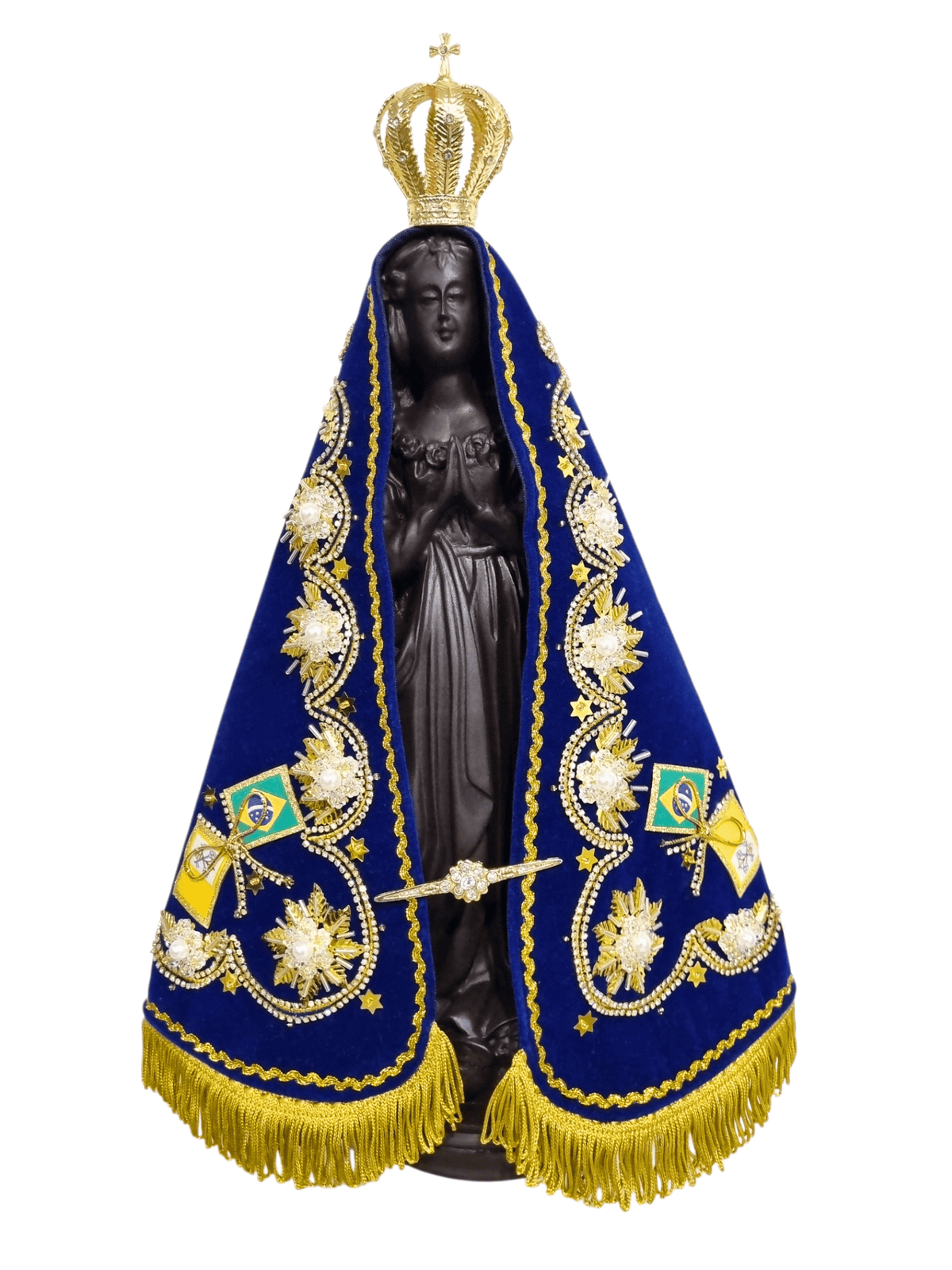Imagem de Nossa Senhora Aparecida em Pó de Mármore Manto Luxo Pérola 41 cm-TerraCotta Arte Sacra