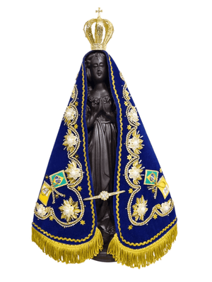 Imagem de Nossa Senhora Aparecida em Pó de Mármore Manto Luxo Pérola 41 cm-TerraCotta Arte Sacra