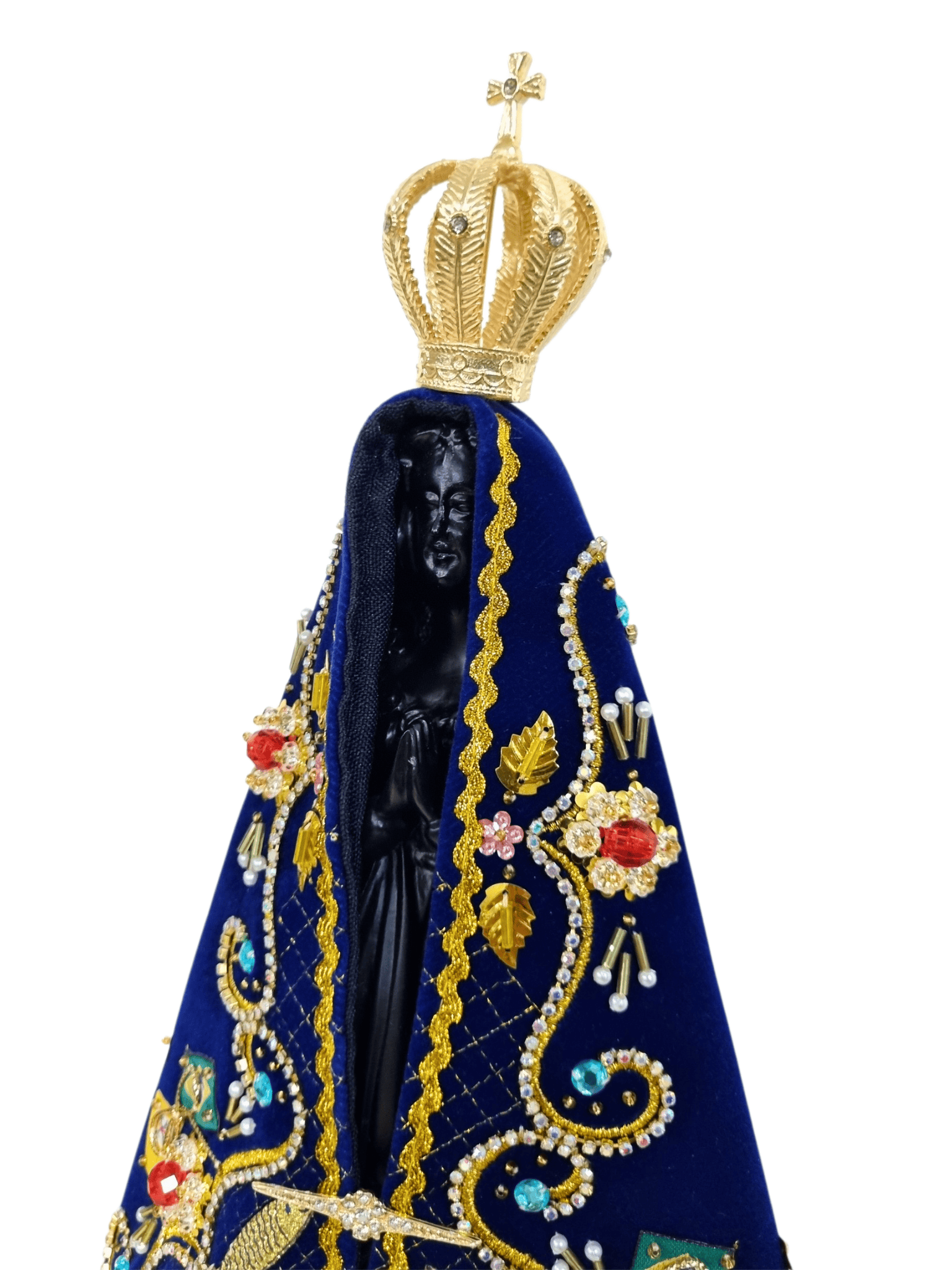 Imagem de Nossa Senhora Aparecida em Pó de Mármore Manto Pesca Milagrosa 30 cm-TerraCotta Arte Sacra