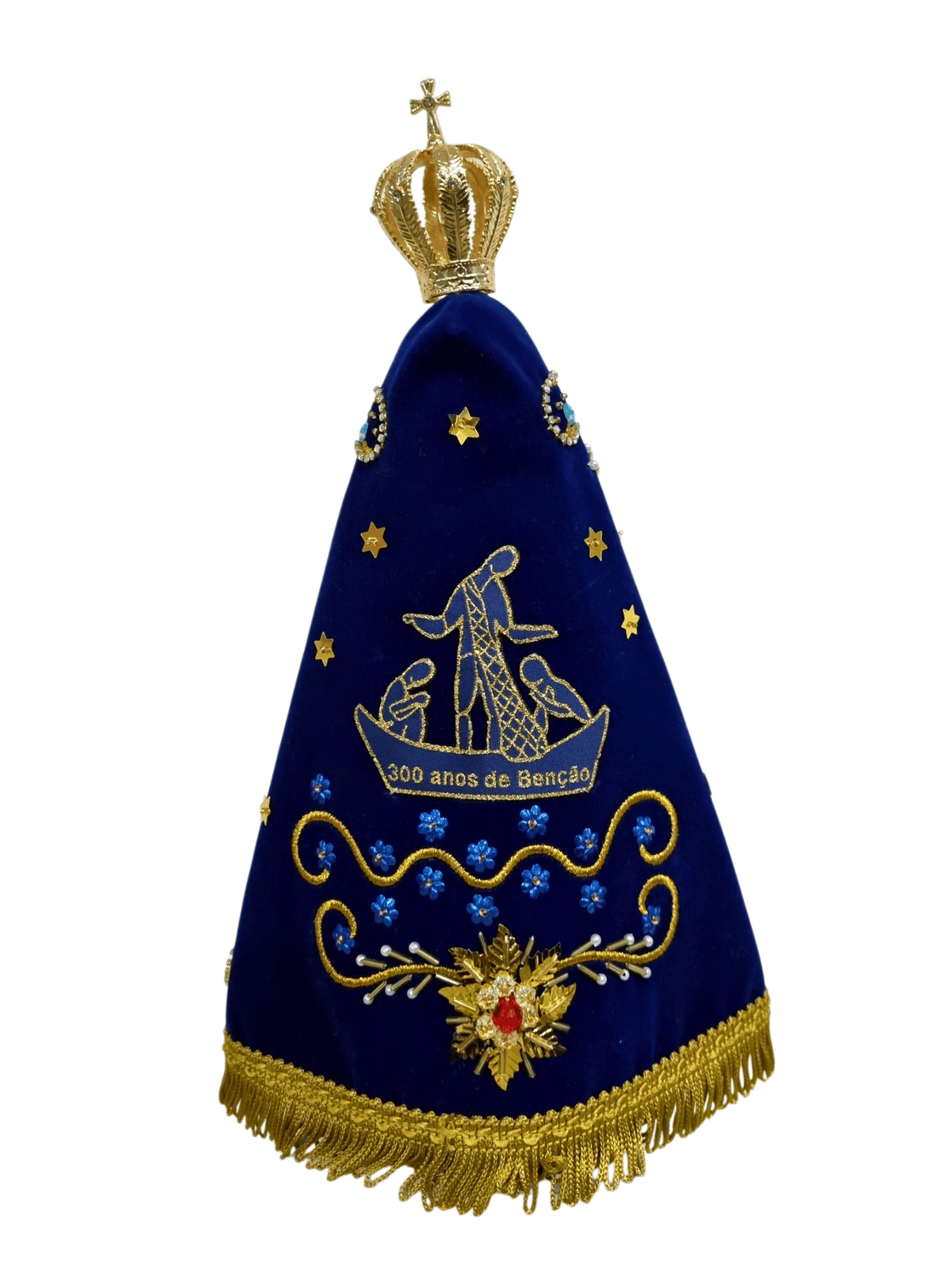 Imagem de Nossa Senhora Aparecida em Pó de Mármore Manto Pesca Milagrosa 30 cm-TerraCotta Arte Sacra