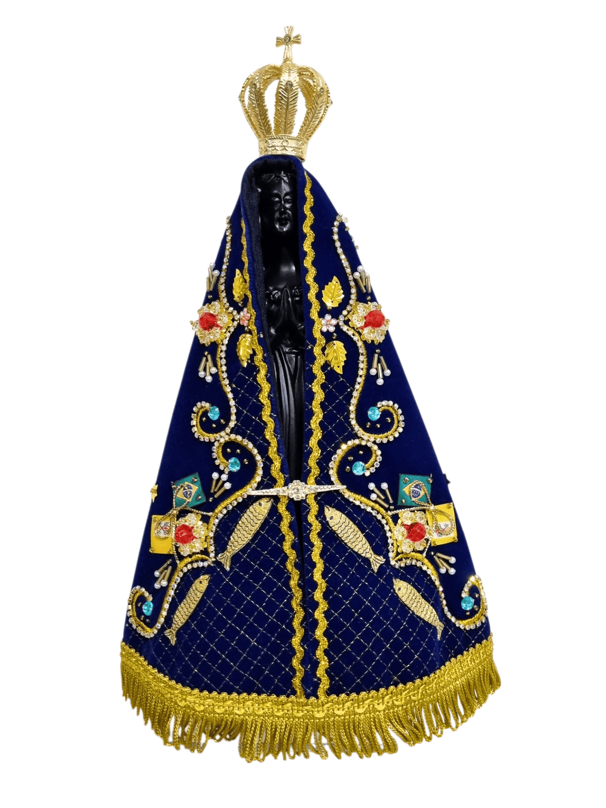 Imagem de Nossa Senhora Aparecida em Pó de Mármore Manto Pesca Milagrosa 30 cm-TerraCotta Arte Sacra