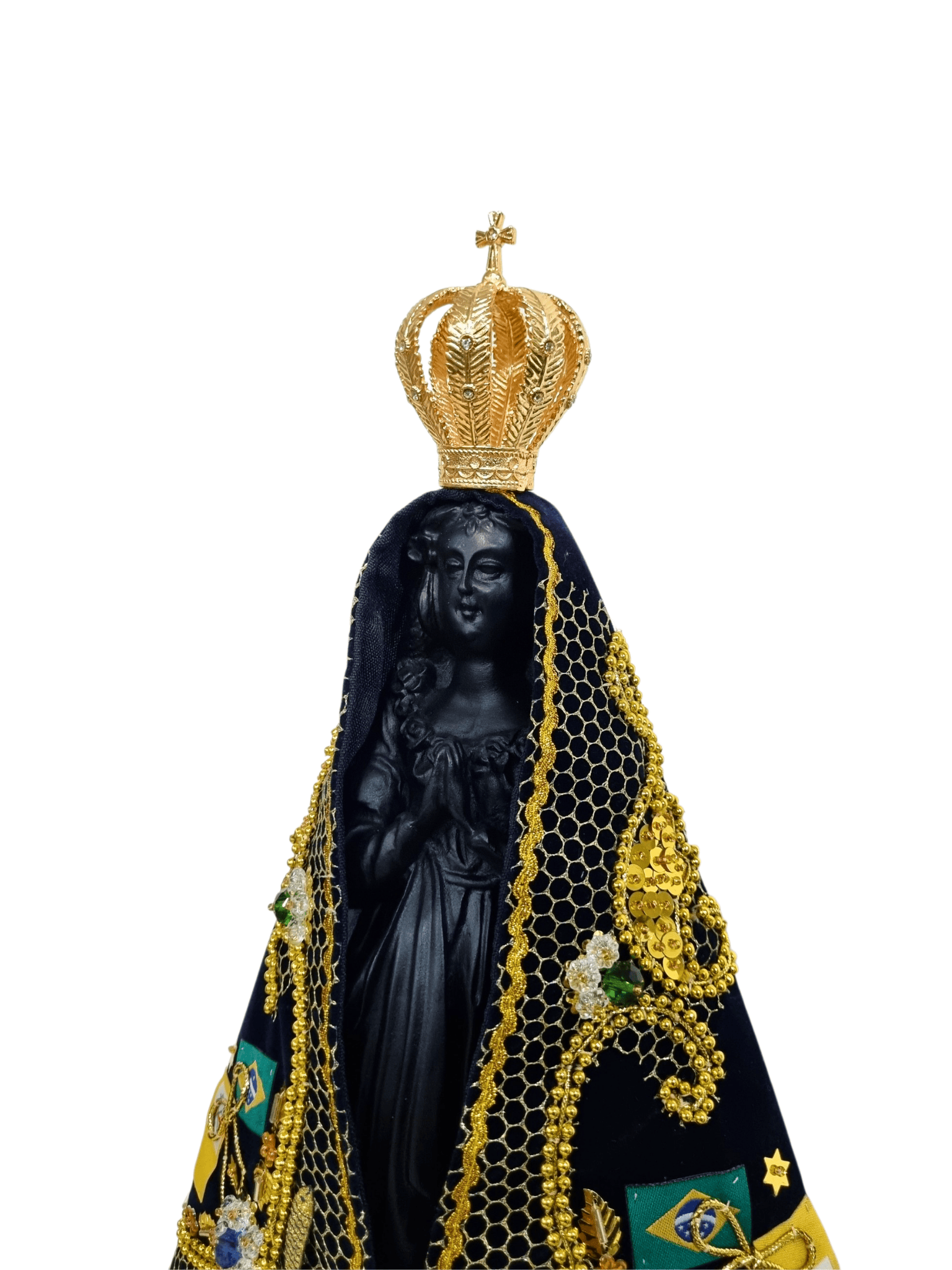 Imagem de Nossa Senhora Aparecida em Pó de Mármore Manto Pesca Milagrosa 35 cm-TerraCotta Arte Sacra