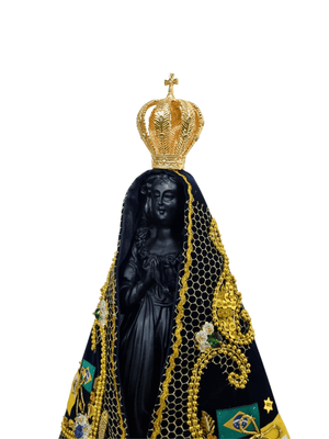 Imagem de Nossa Senhora Aparecida em Pó de Mármore Manto Pesca Milagrosa 35 cm-TerraCotta Arte Sacra