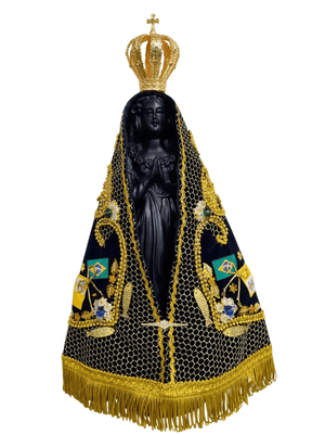 Imagem de Nossa Senhora Aparecida em Pó de Mármore Manto Pesca Milagrosa 35 cm-TerraCotta Arte Sacra