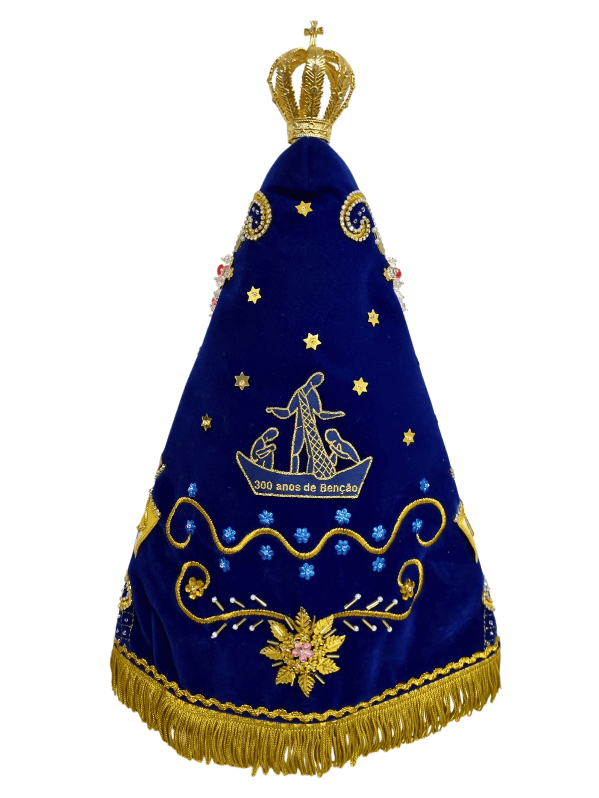 Imagem de Nossa Senhora Aparecida em Pó de Mármore Manto Pesca Milagrosa 41 cm-TerraCotta Arte Sacra