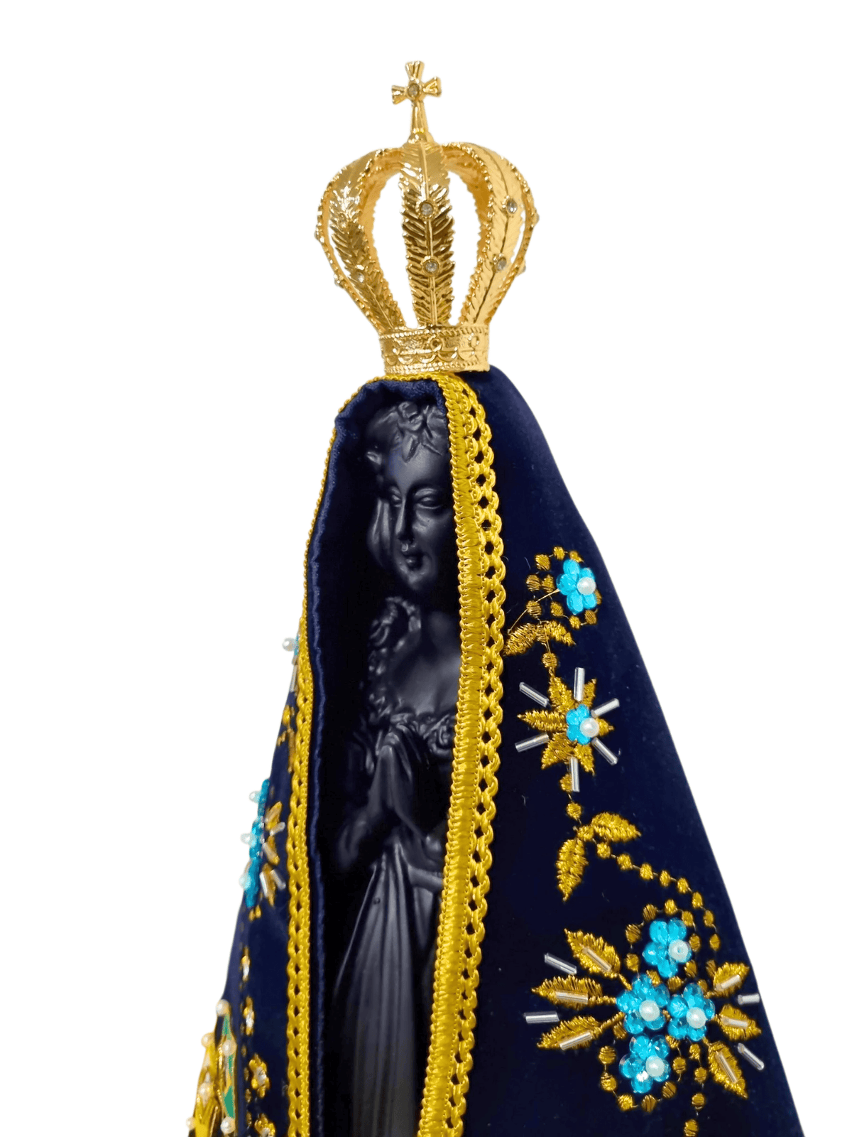 Imagem de Nossa Senhora Aparecida em Pó de Mármore Manto Resplendor Azul 41 cm-TerraCotta Arte Sacra