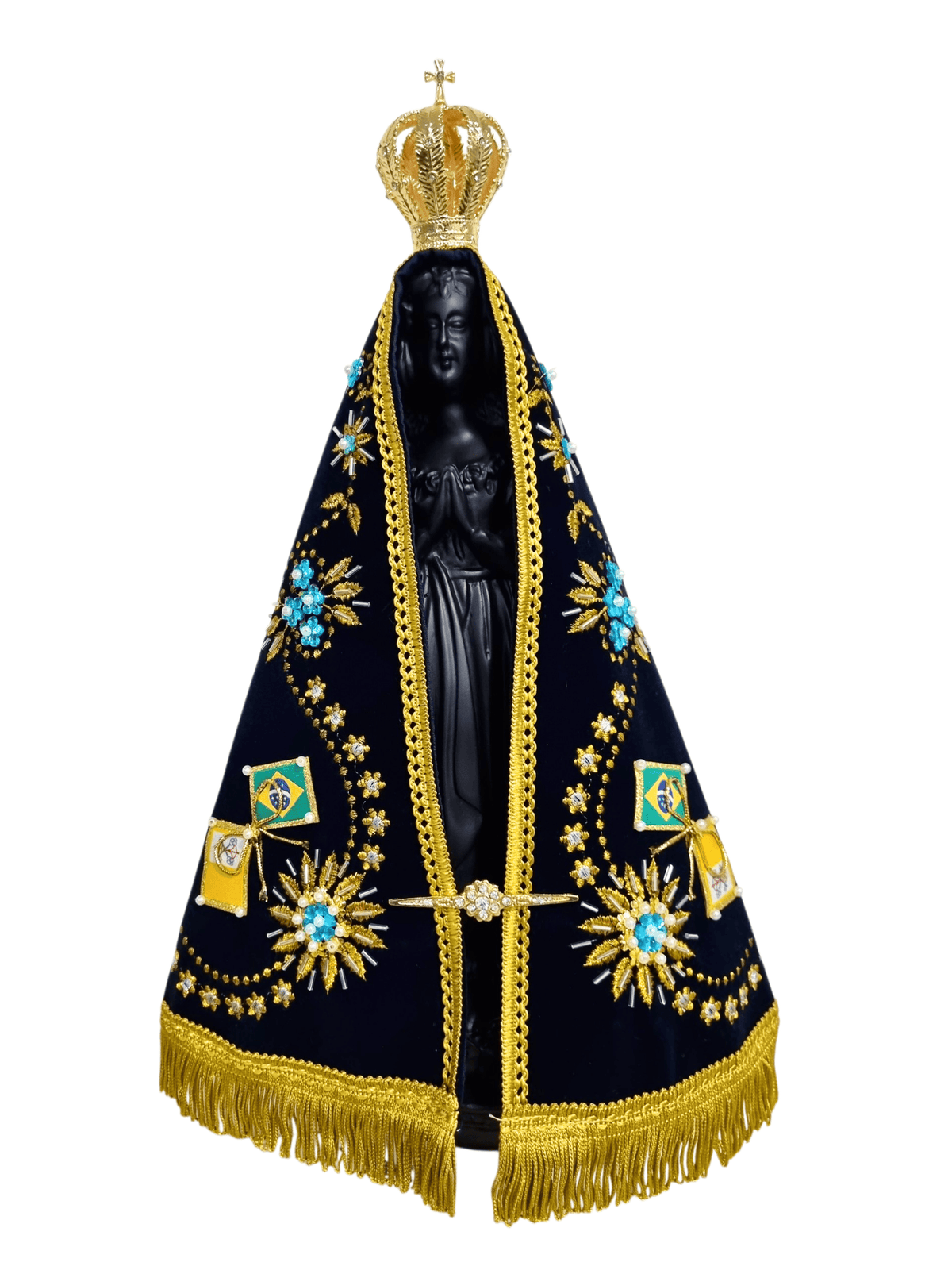 Imagem de Nossa Senhora Aparecida em Pó de Mármore Manto Resplendor Azul 41 cm-TerraCotta Arte Sacra