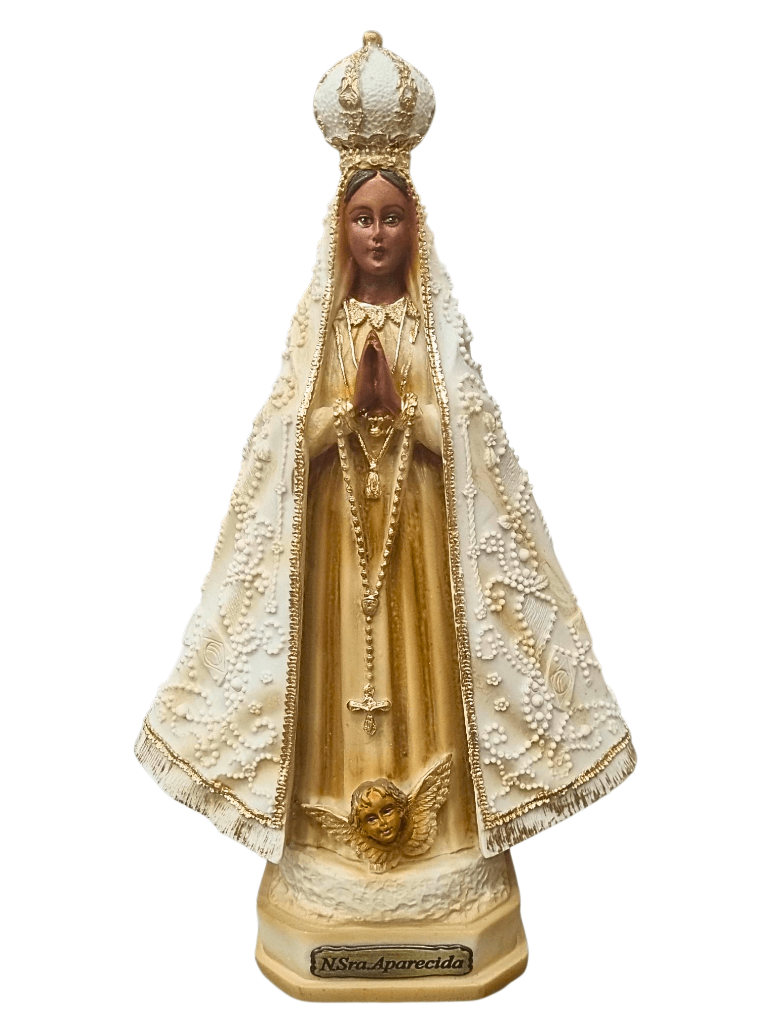 Imagem de Nossa Senhora Aparecida em Pó de Mármore Marfim 30 cm-TerraCotta Arte Sacra