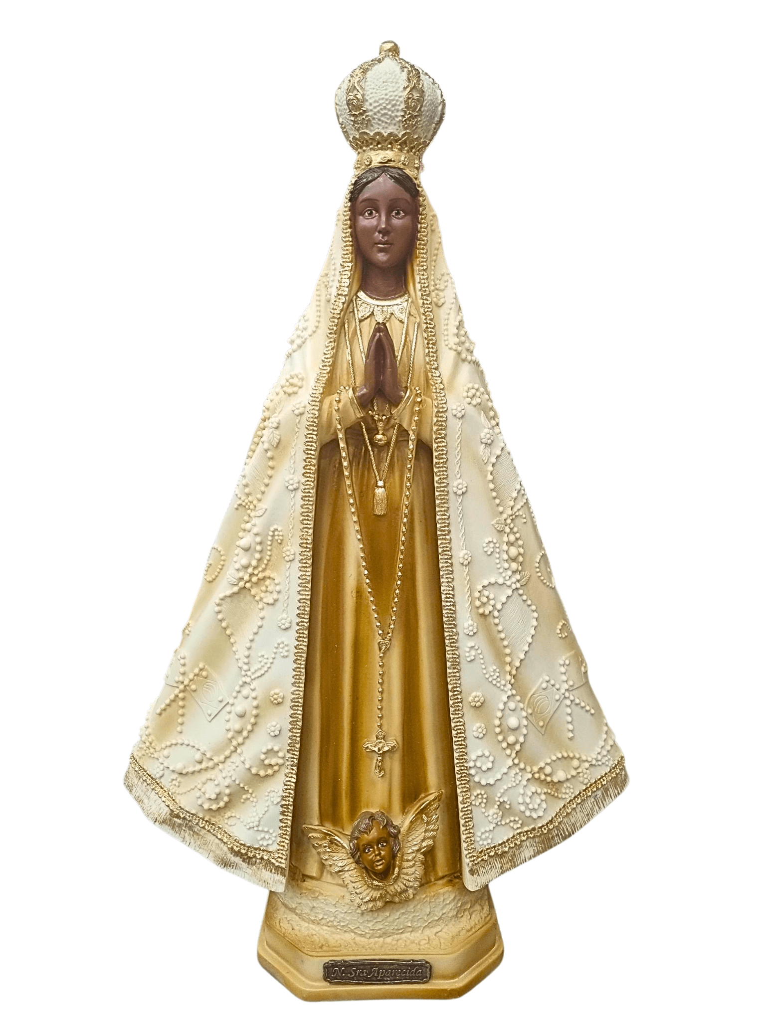 Imagem de Nossa Senhora Aparecida em Pó de Mármore Marfim 40 cm-TerraCotta Arte Sacra
