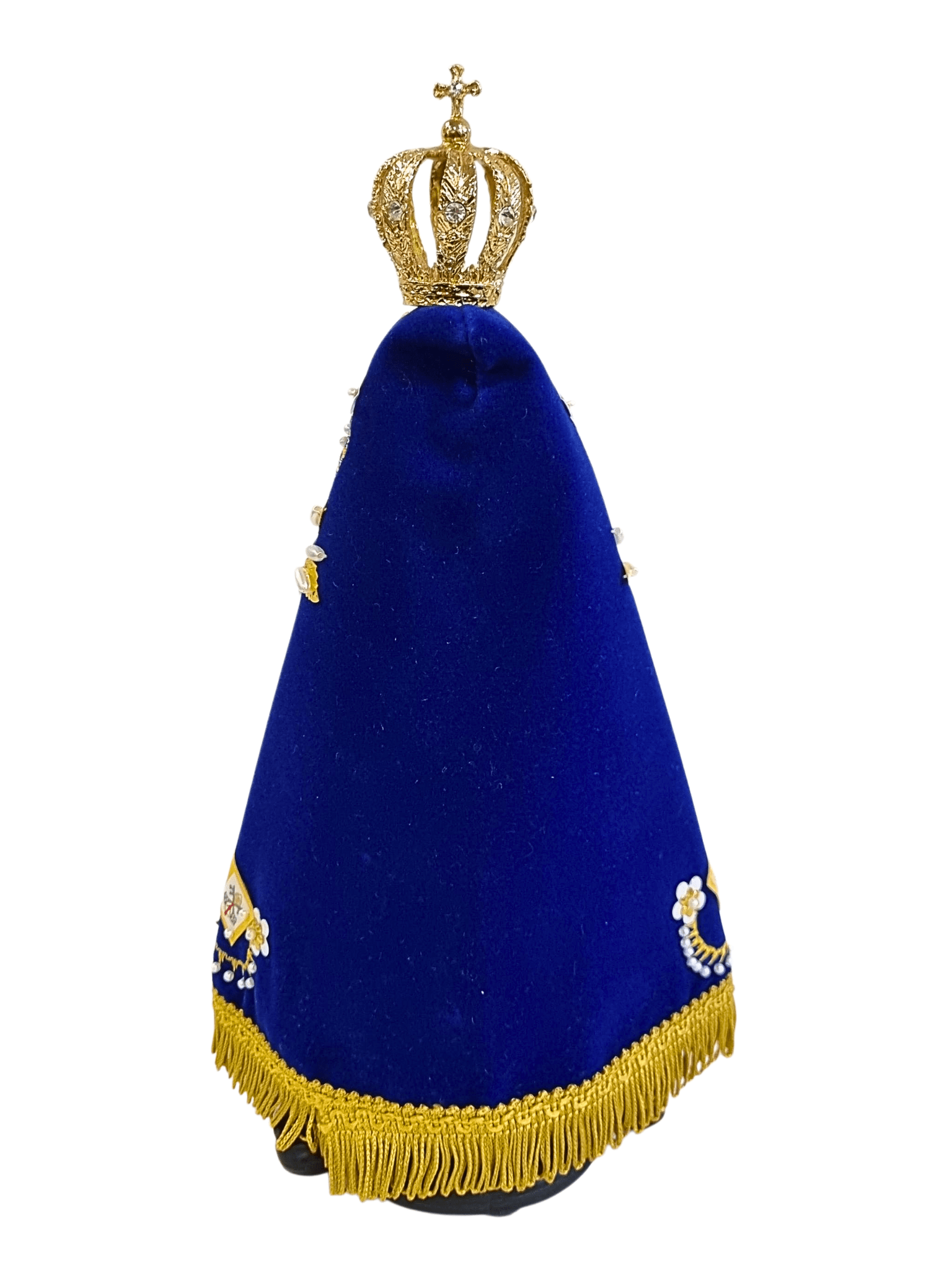 Imagem de Nossa Senhora Aparecida em Pó de Mármore com Manto Flores Azul Royal 29 cm-TerraCotta Arte Sacra