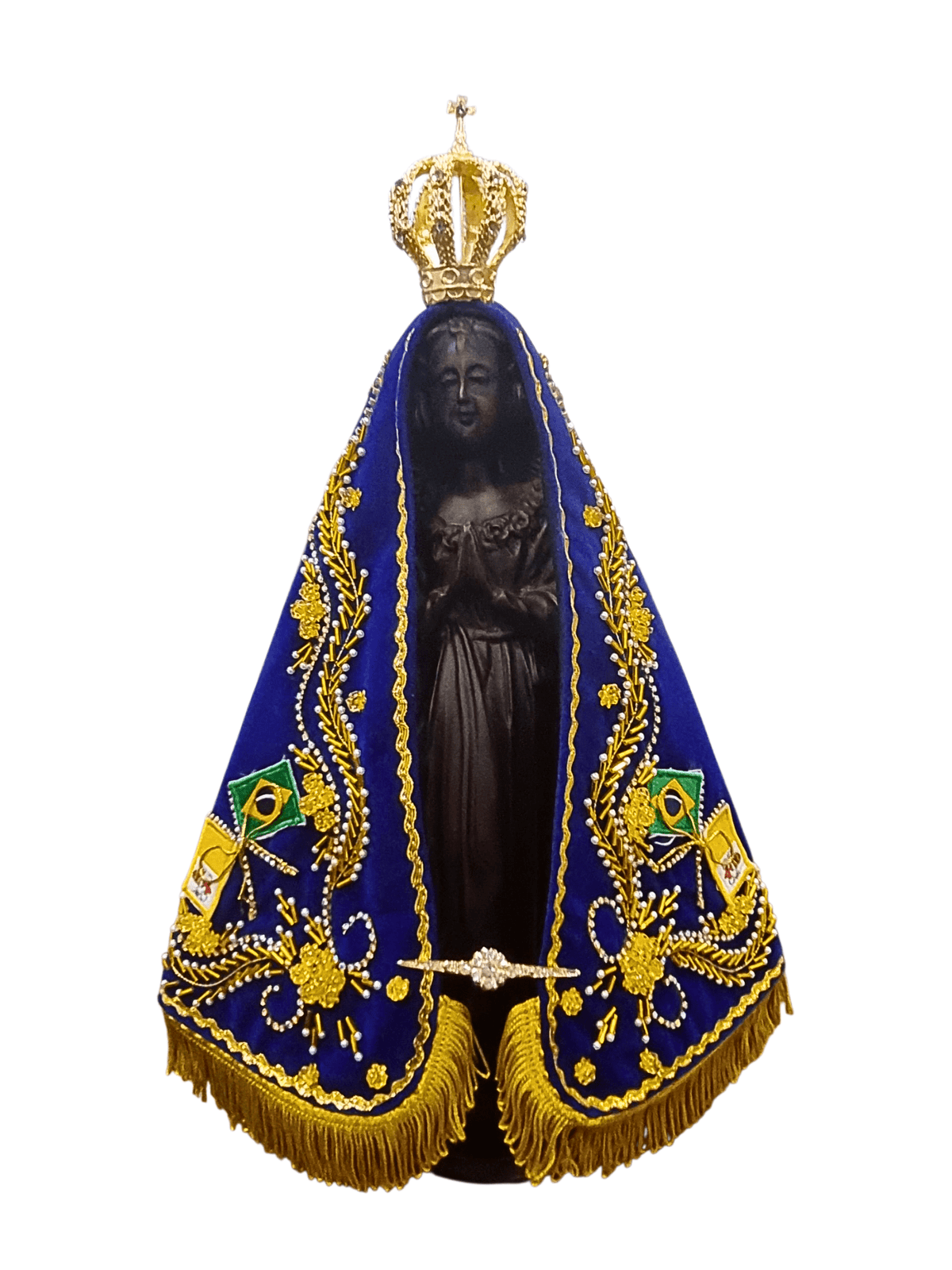Imagem de Nossa Senhora Aparecida em Pó de Mármore com Manto Luxo 43 cm-TerraCotta Arte Sacra