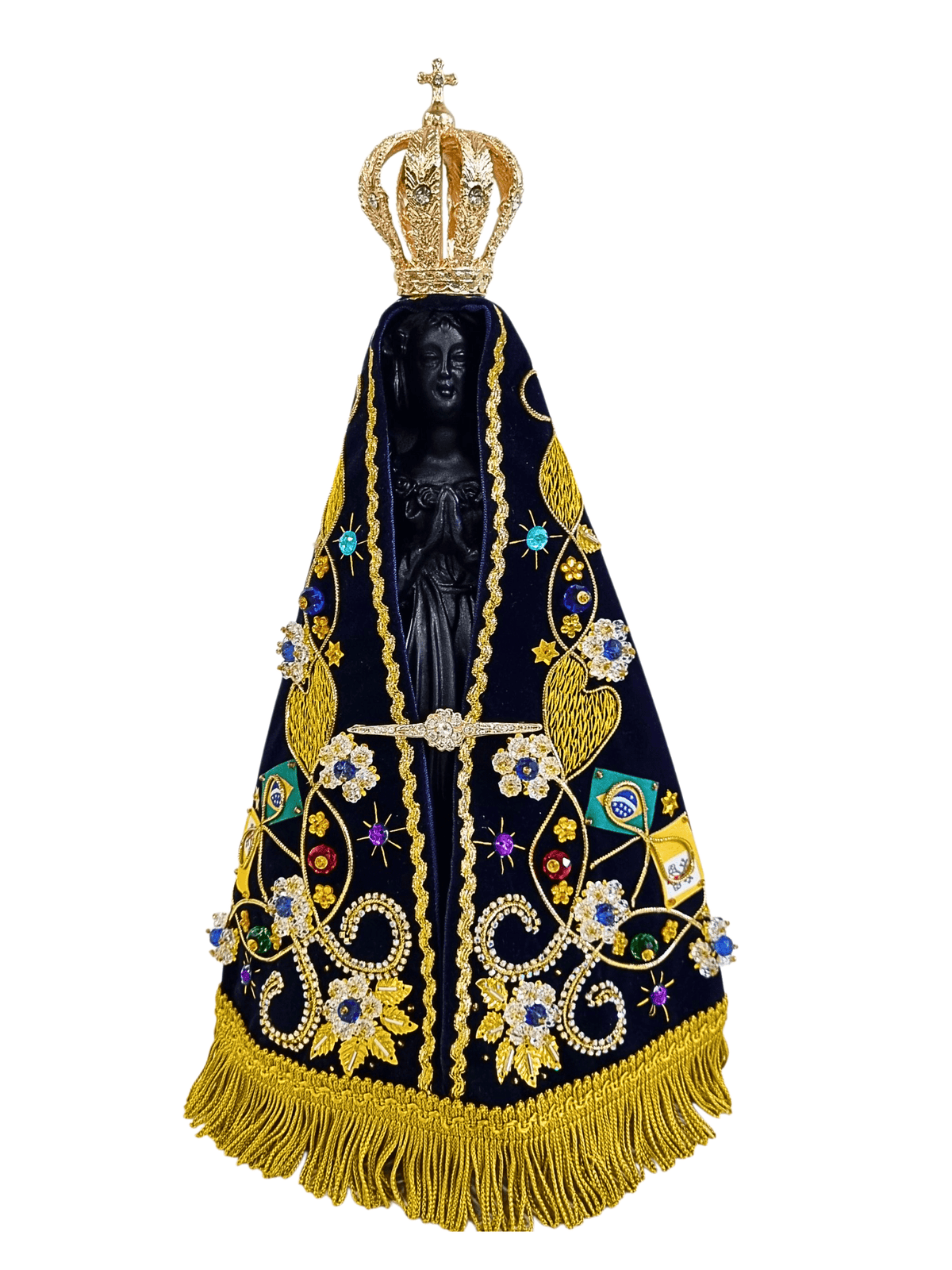 Imagem de Nossa Senhora Aparecida em Pó de Mármore com Manto Oficial Luxo 36 cm-TerraCotta Arte Sacra