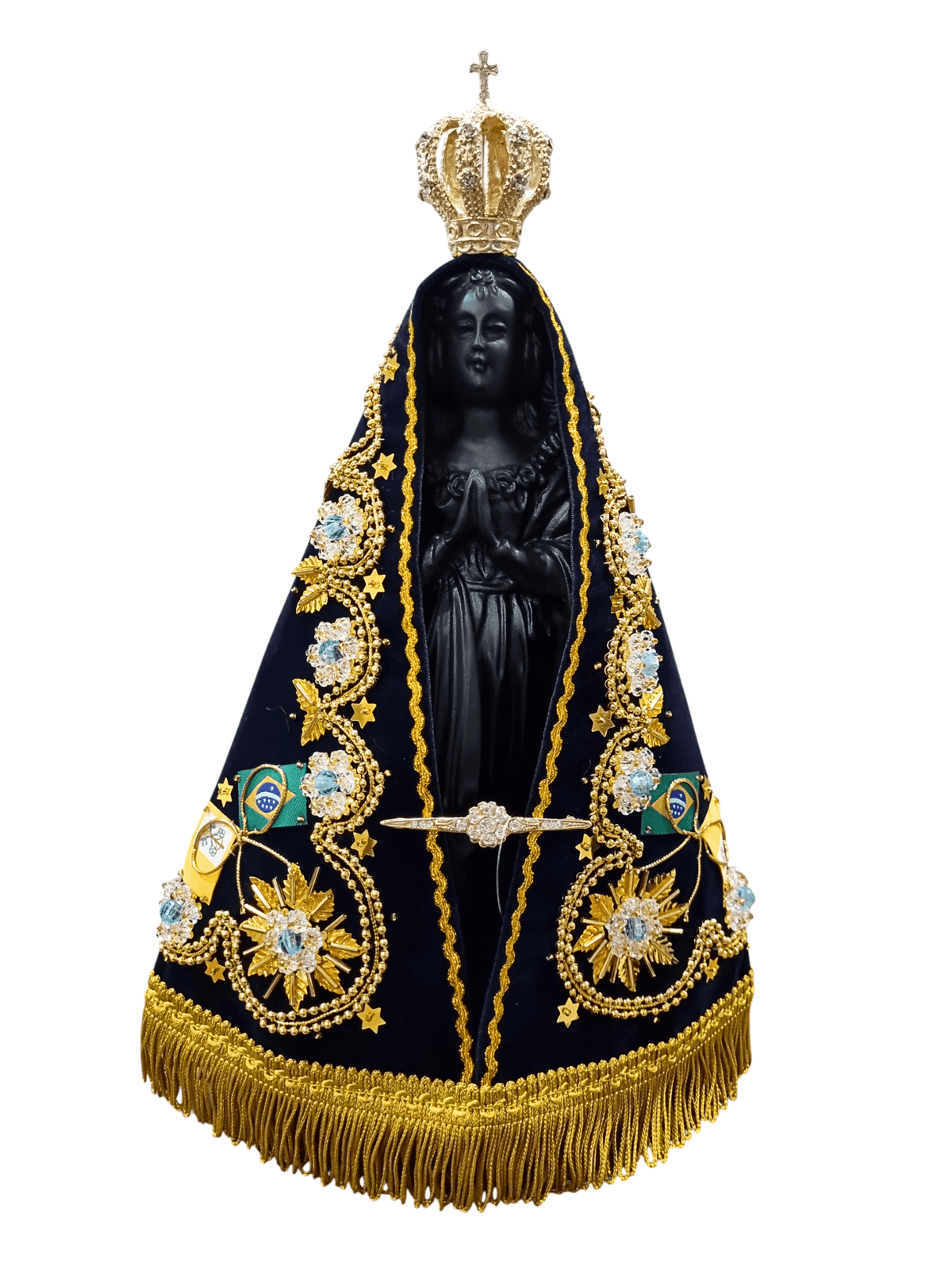 Imagem de Nossa Senhora Aparecida em Pó de Mármore com Manto Pérola Azul 32 cm-TerraCotta Arte Sacra