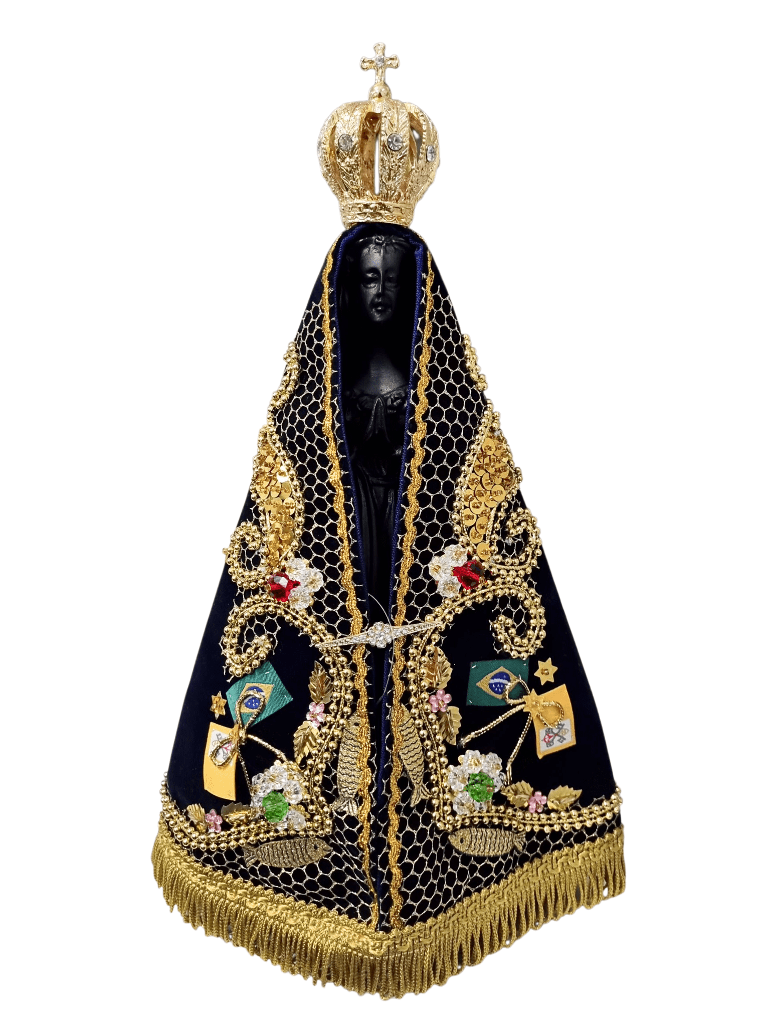 Imagem de Nossa Senhora Aparecida em Pó de Mármore com Manto Pesca Milagrosa 29 cm-TerraCotta Arte Sacra