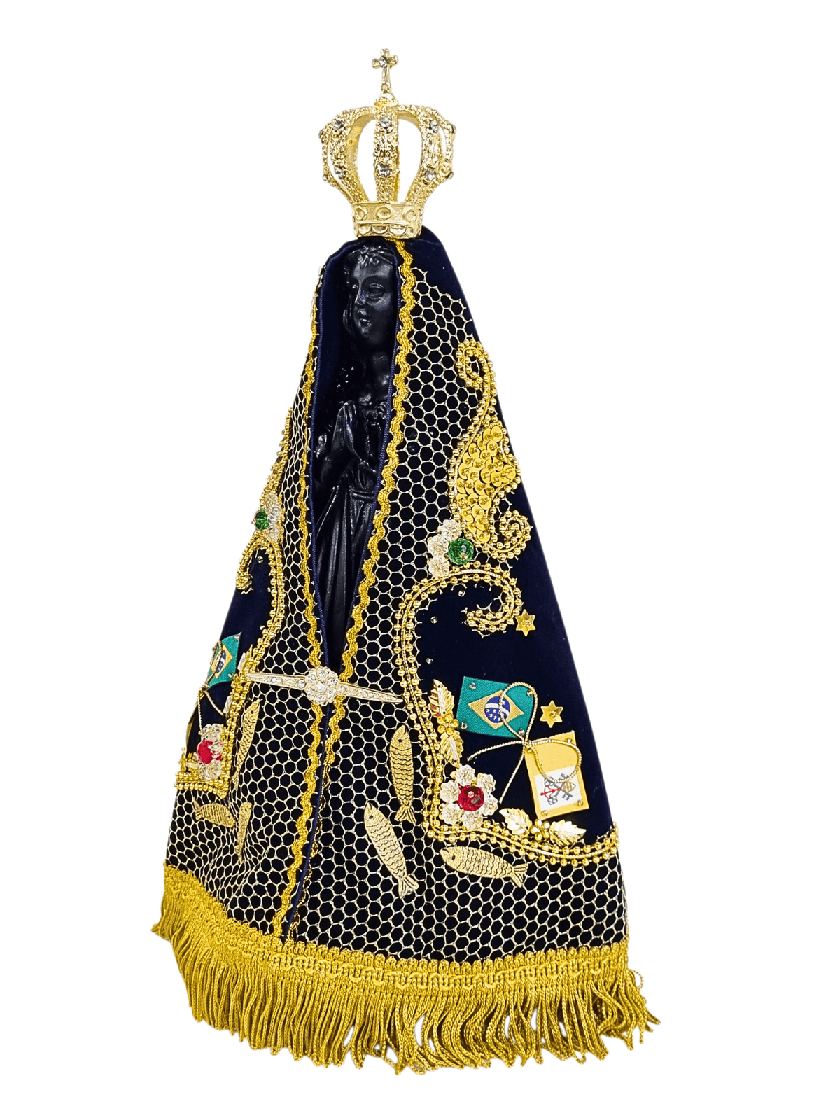 Imagem de Nossa Senhora Aparecida em Pó de Mármore com Manto Pesca Milagrosa 36 cm-TerraCotta Arte Sacra