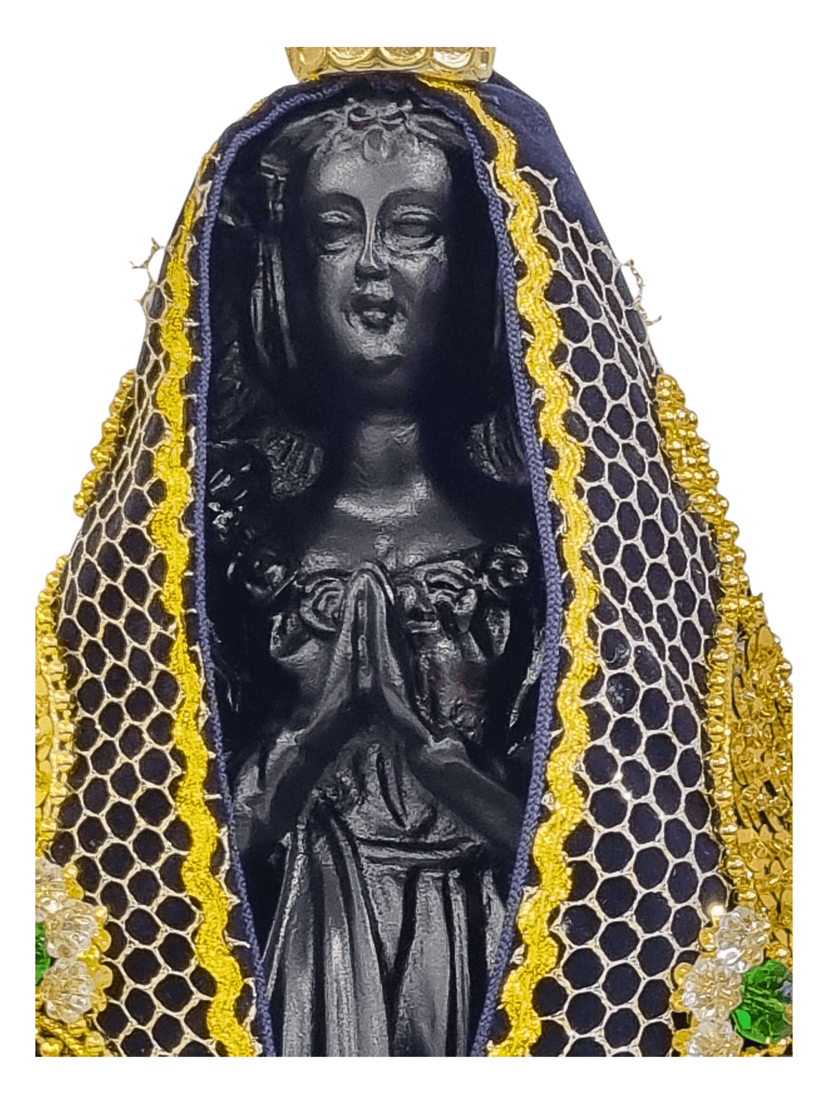 Imagem de Nossa Senhora Aparecida em Pó de Mármore com Manto Pesca Milagrosa 36 cm-TerraCotta Arte Sacra