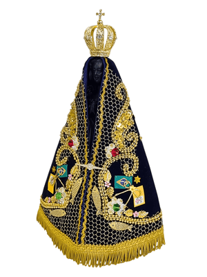 Imagem de Nossa Senhora Aparecida em Pó de Mármore com Manto Pesca Milagrosa 43 cm-TerraCotta Arte Sacra