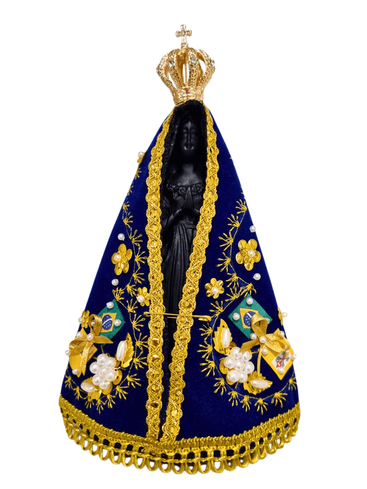 Imagem de Nossa Senhora Aparecida em Pó de Mármore com Manto e Coroa 18 cm-TerraCotta Arte Sacra