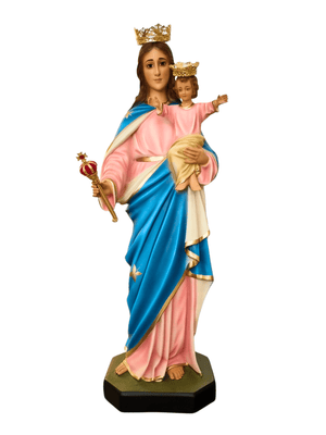 Imagem de Nossa Senhora Auxiliadora em Pó de Mármore com Olhos de Vidro Colorida 85 cm-TerraCotta Arte Sacra