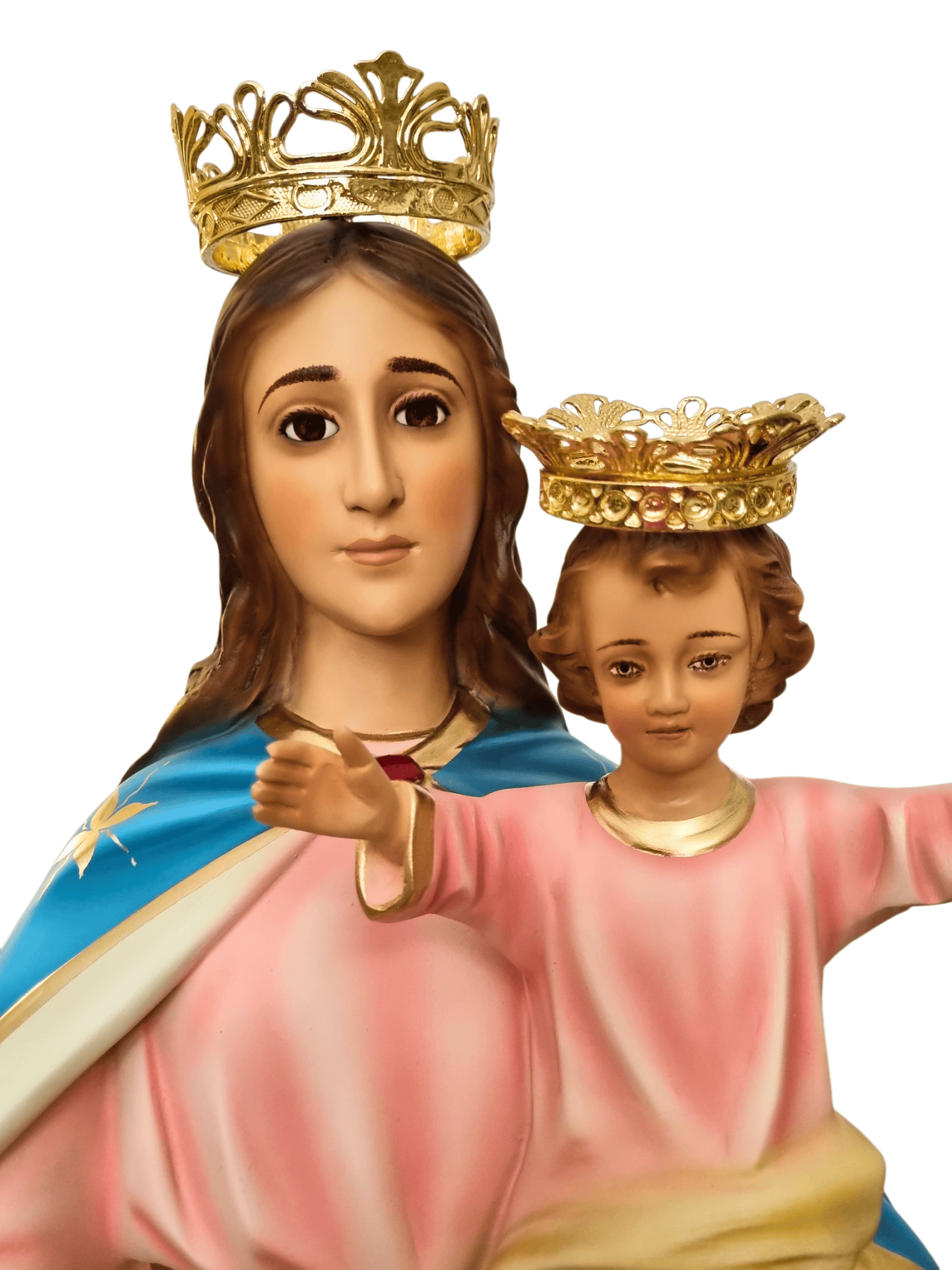 Imagem de Nossa Senhora Auxiliadora em Pó de Mármore com Olhos de Vidro Colorida 85 cm-TerraCotta Arte Sacra