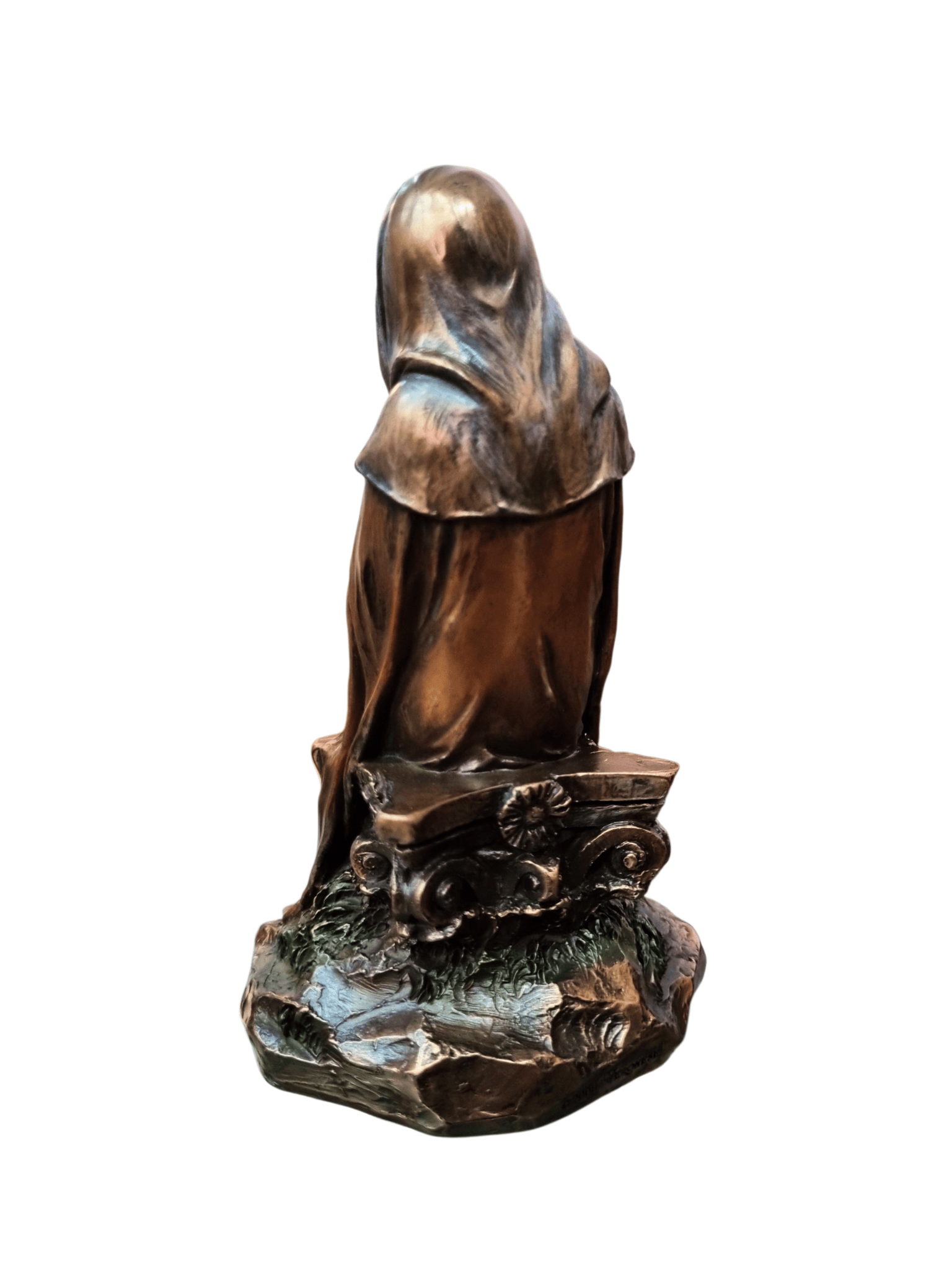 Imagem de Nossa Senhora Com Menino Jesus em Pó de Mármore com Acabamento em Bronze 15 cm-TerraCotta Arte Sacra