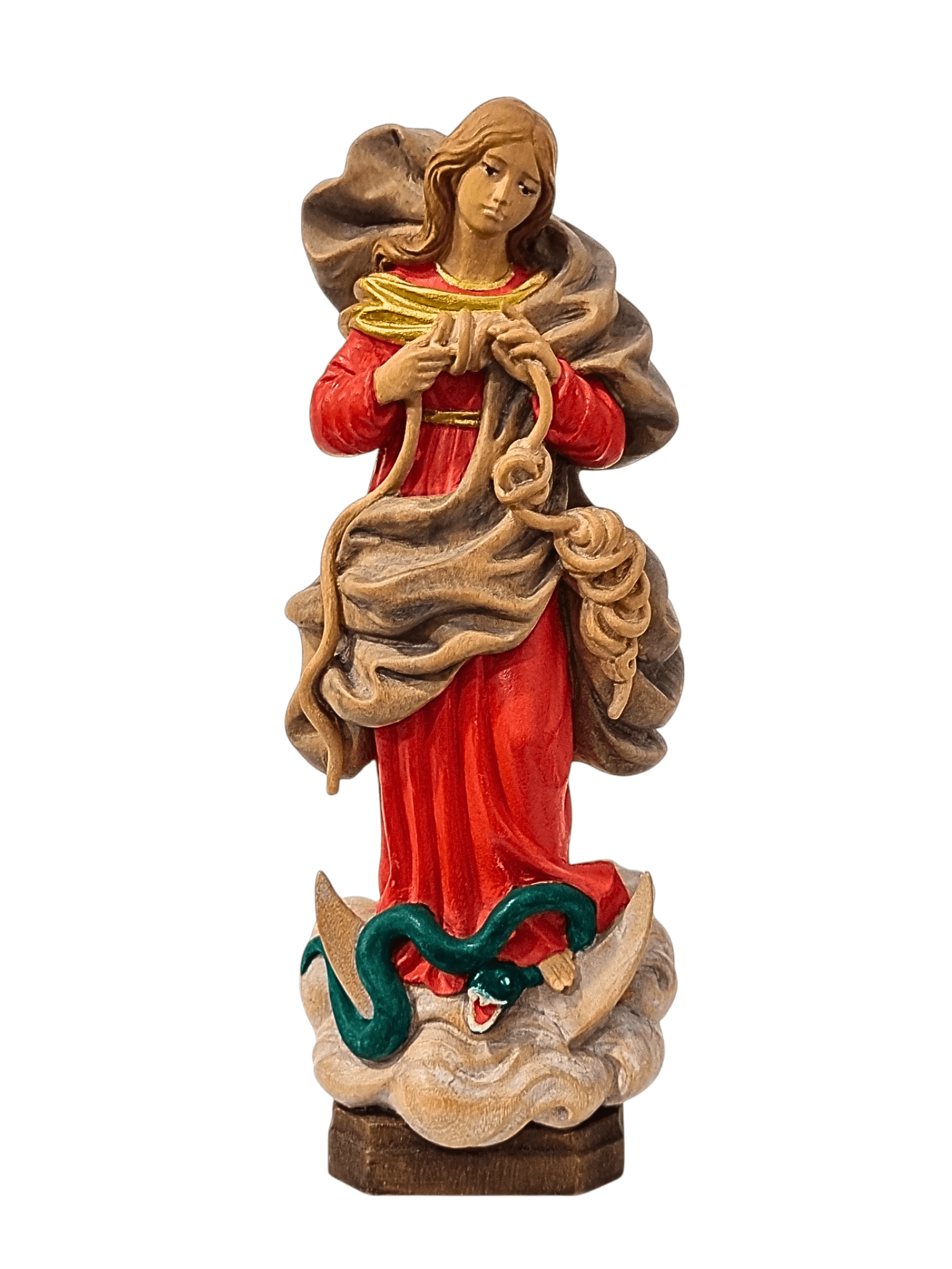 Imagem de Nossa Senhora Desatadora dos Nós Colorida em Madeira 20 cm-TerraCotta Arte Sacra