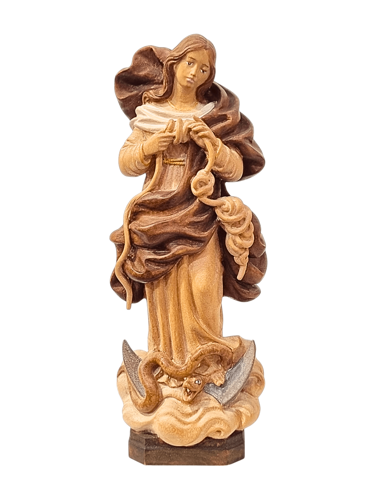 Imagem de Nossa Senhora Desatadora dos Nós Colorida em Madeira 20 cm-TerraCotta Arte Sacra