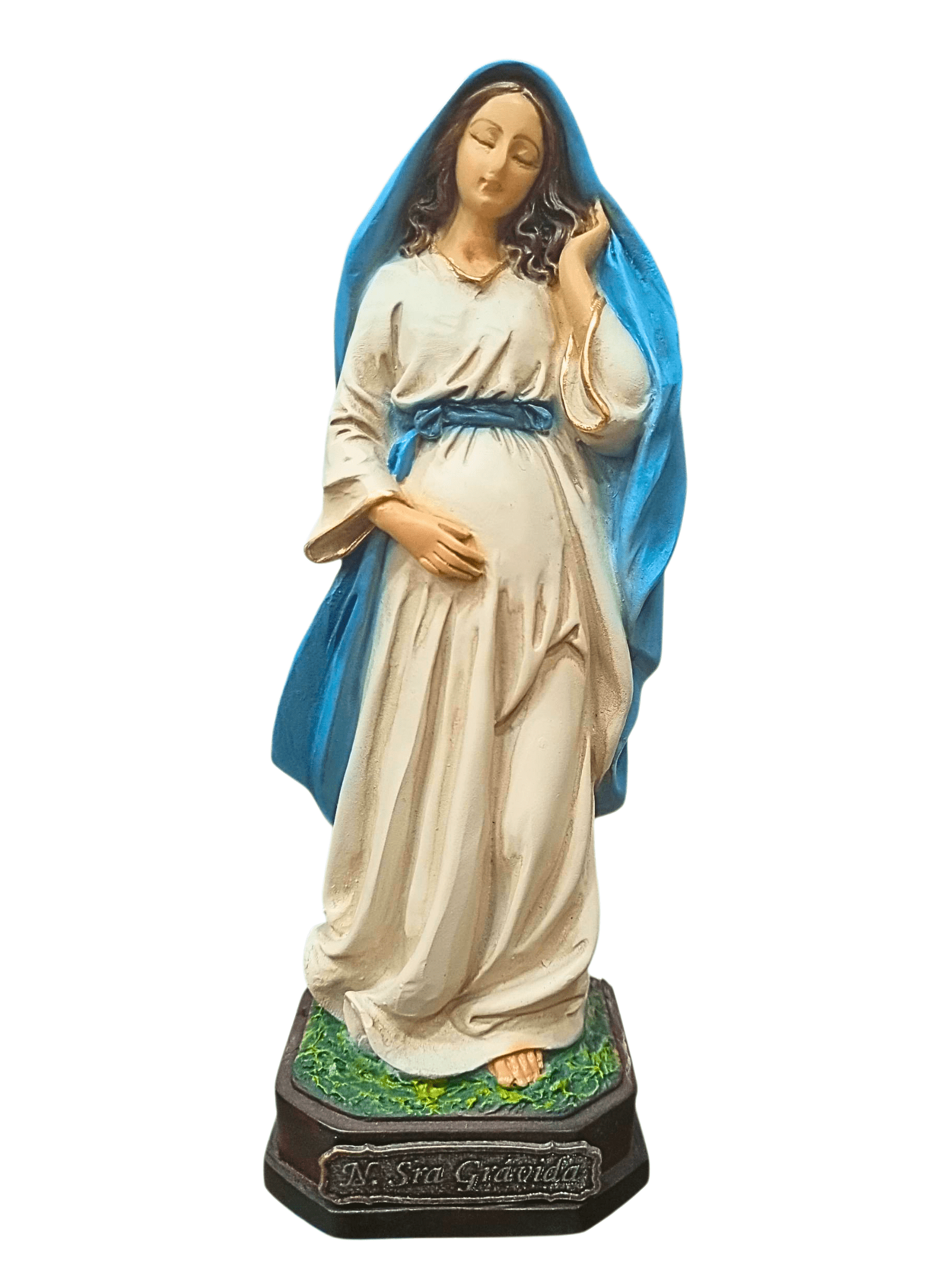 Imagem de Nossa Senhora Grávida em Pó de Mármore Colorida 20 cm-TerraCotta Arte Sacra