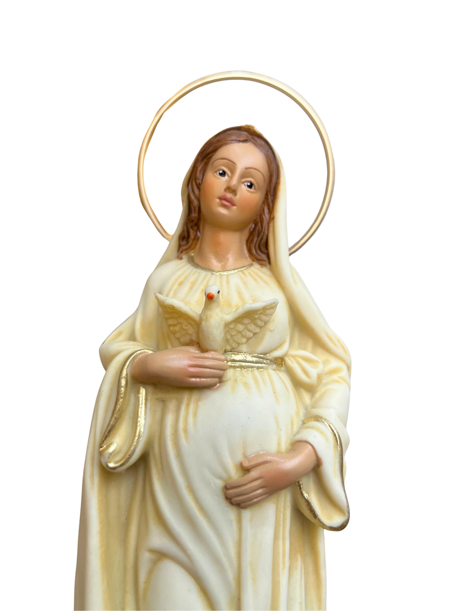 Imagem de Nossa Senhora Grávida em Pó de Mármore Marfim 20 cm-TerraCotta Arte Sacra