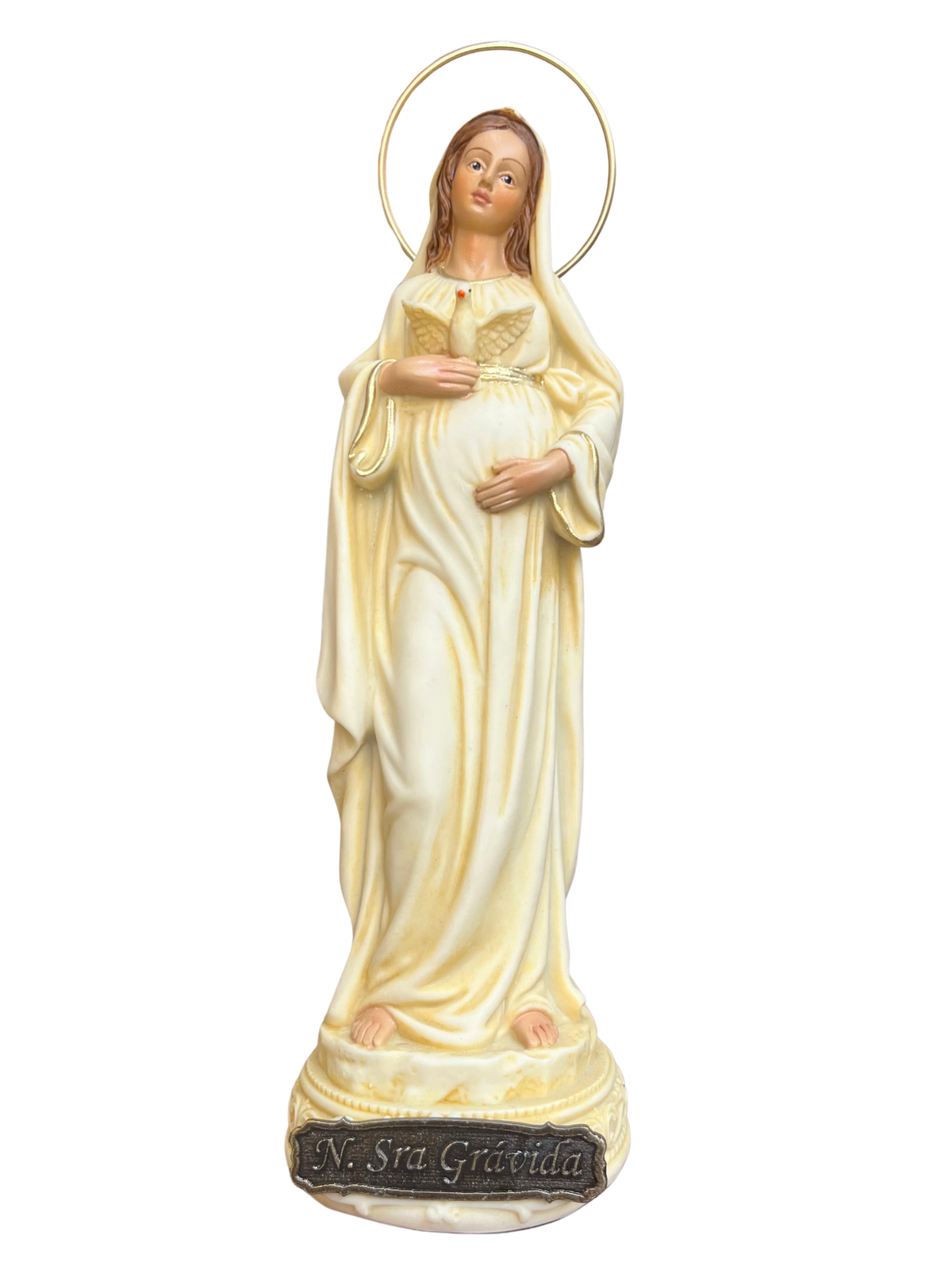Imagem de Nossa Senhora Grávida em Pó de Mármore Marfim 20 cm-TerraCotta Arte Sacra