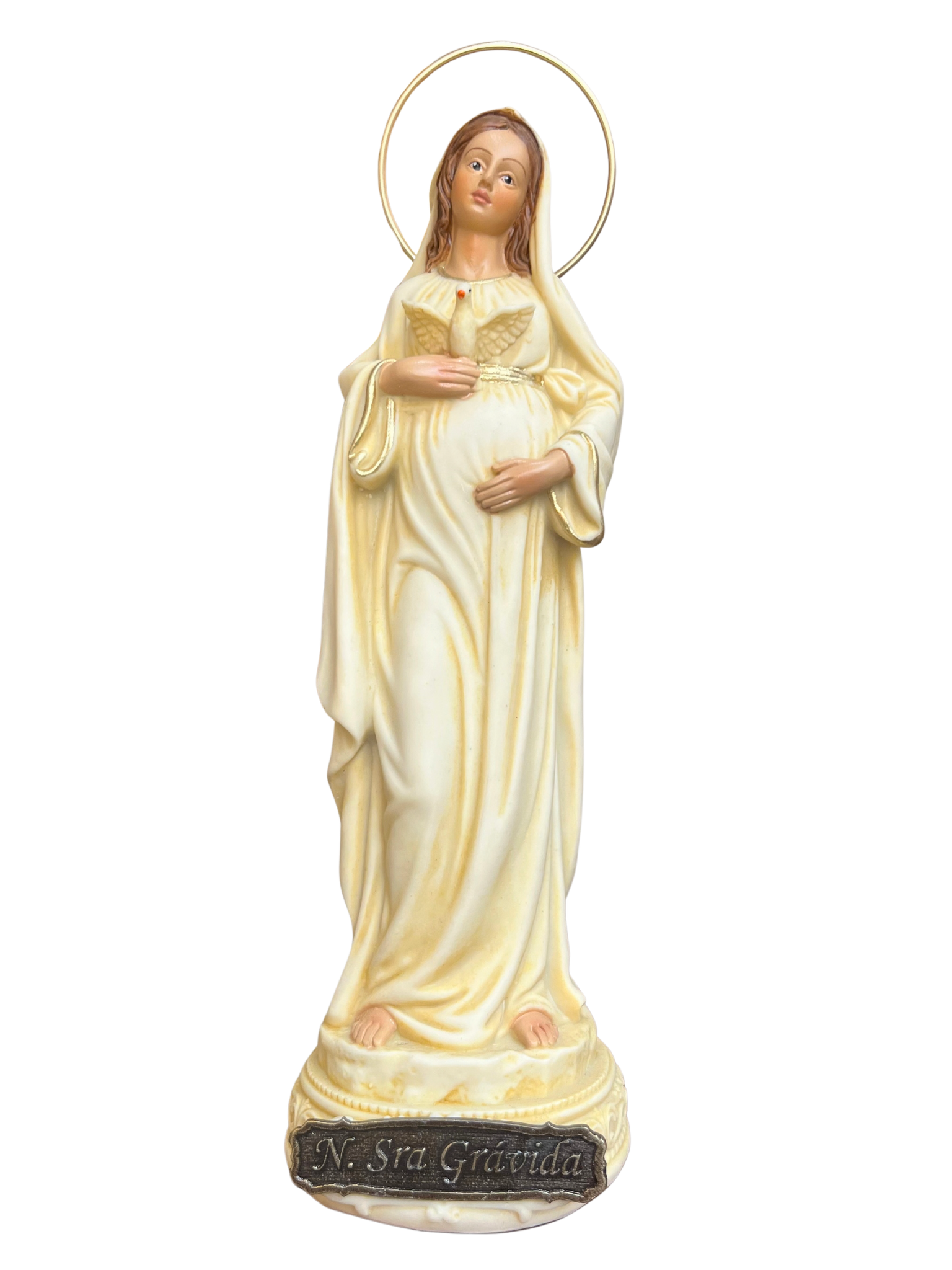 Imagem de Nossa Senhora Grávida em Pó de Mármore Marfim 20 cm-TerraCotta Arte Sacra