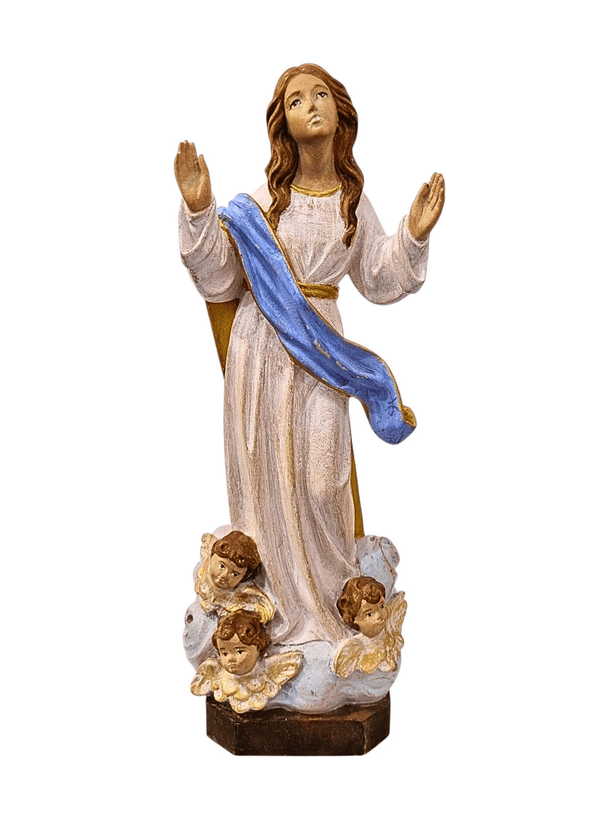 Imagem de Nossa Senhora da Assunção Colorida em Madeira 20 cm-TerraCotta Arte Sacra