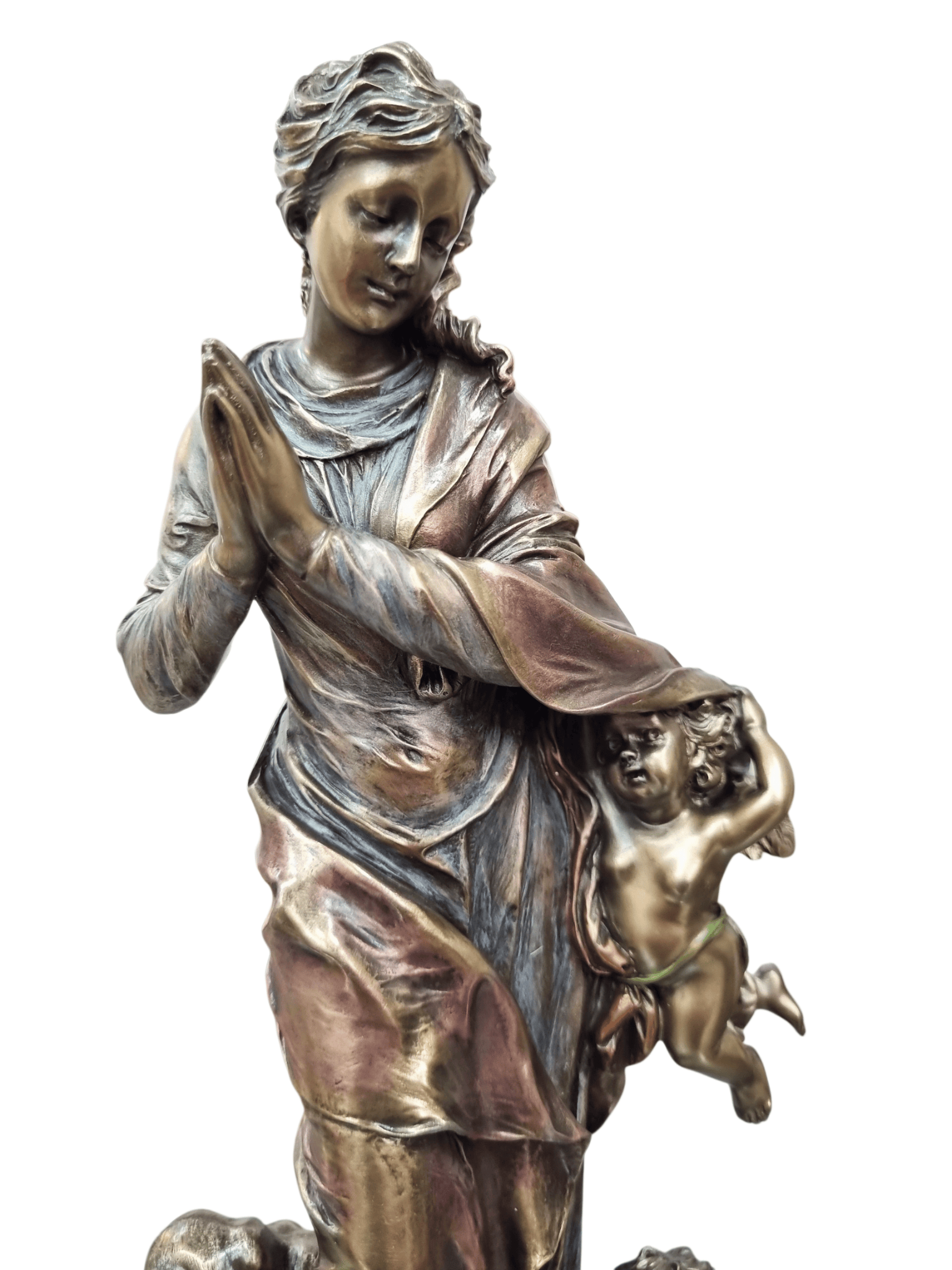 Imagem de Nossa Senhora da Conceição em Pó de Mármore com Acabamento em Bronze 30 cm-TerraCotta Arte Sacra
