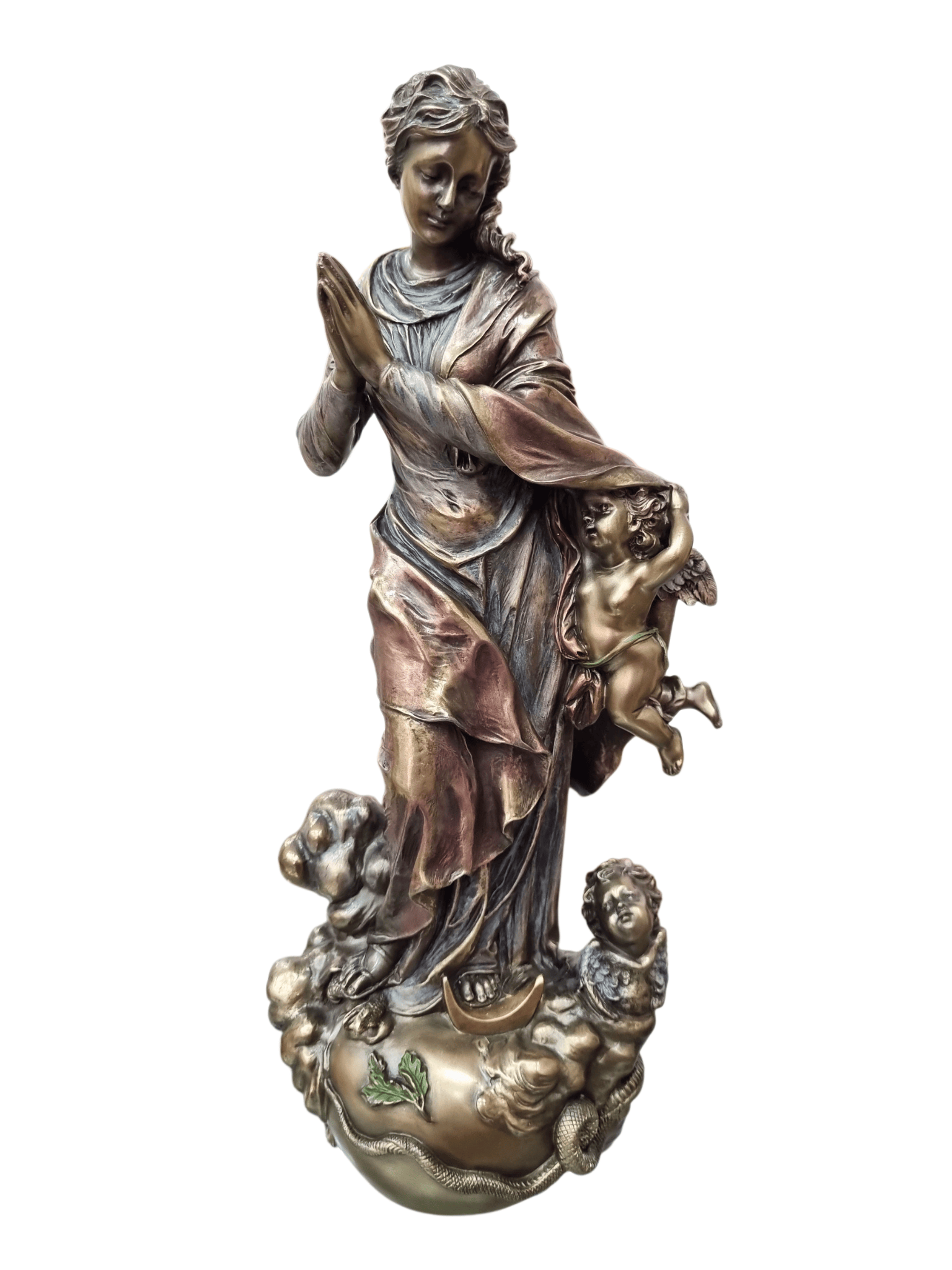 Imagem de Nossa Senhora da Conceição em Pó de Mármore com Acabamento em Bronze 30 cm-TerraCotta Arte Sacra