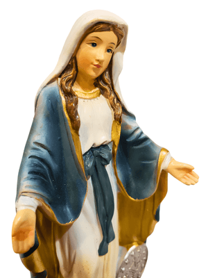 Imagem de Nossa Senhora das Graças com a Medalha Milagrosa 13 cm-TerraCotta Arte Sacra
