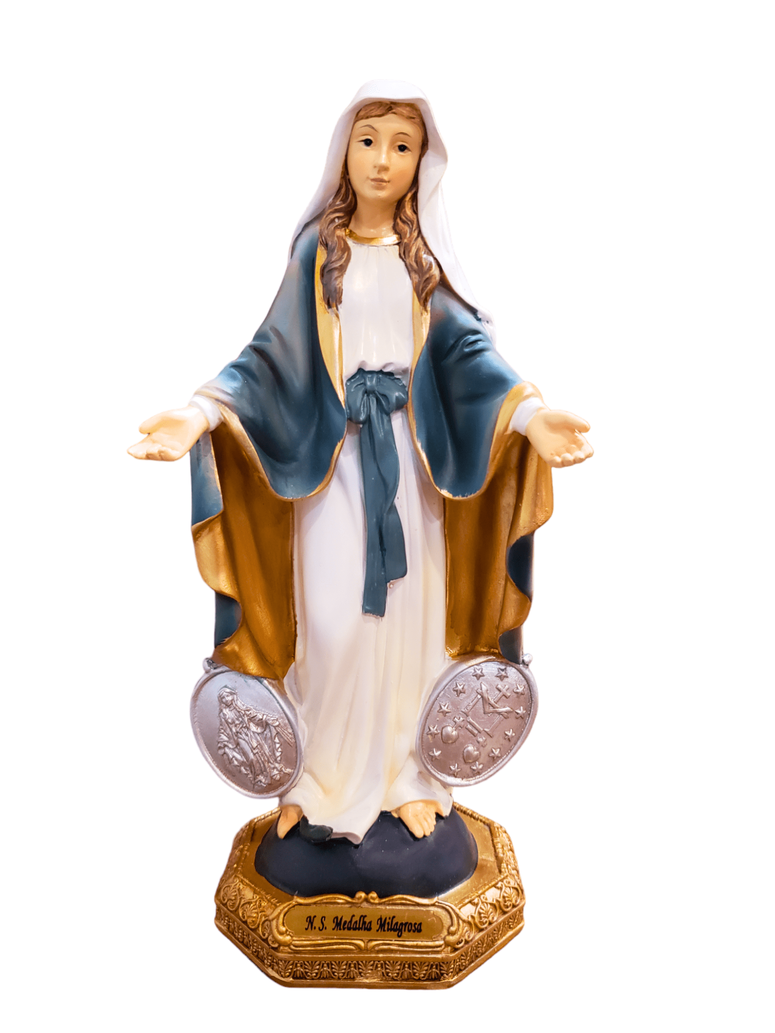 Imagem de Nossa Senhora das Graças com a Medalha Milagrosa 20 cm-TerraCotta Arte Sacra