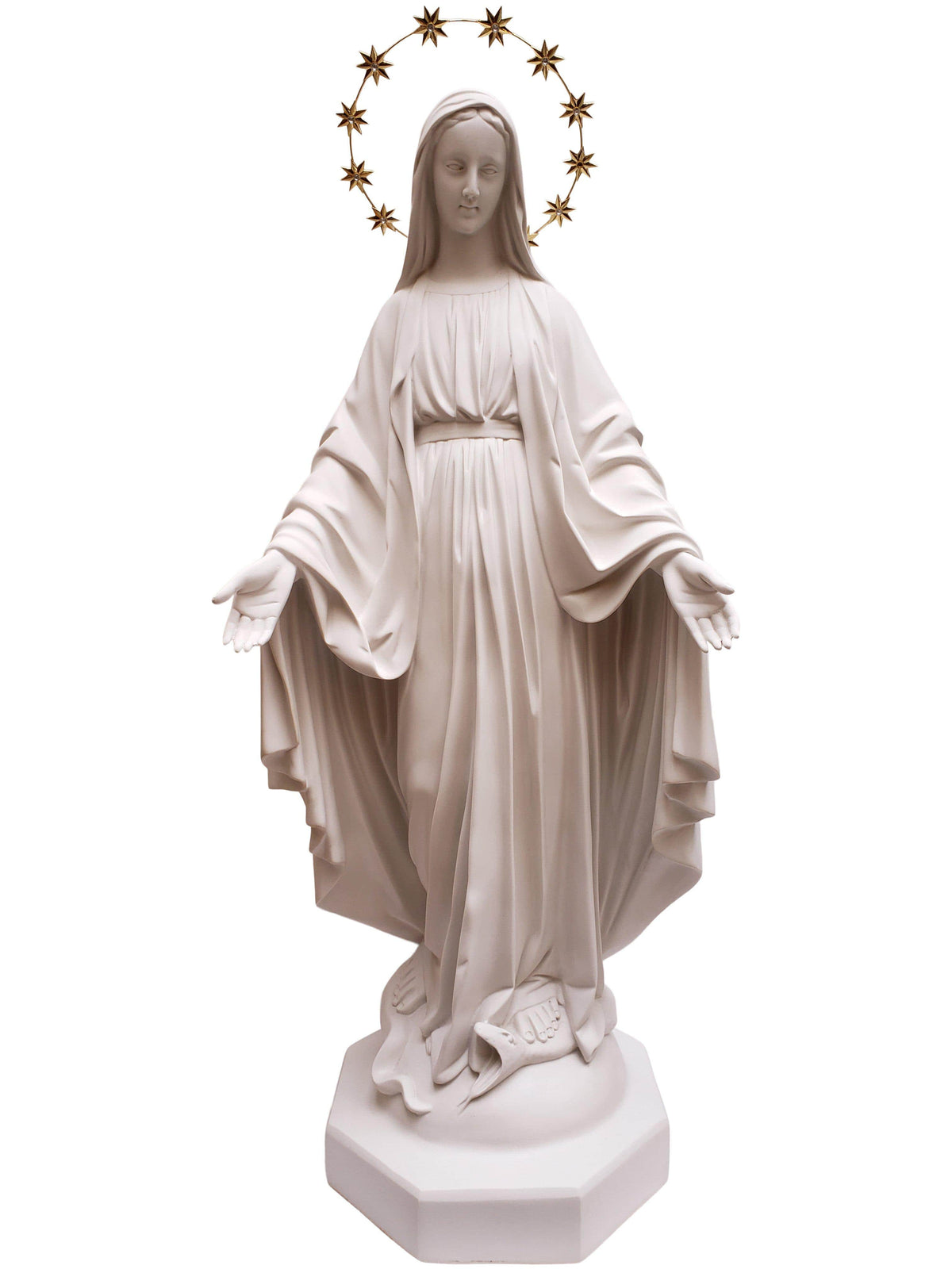 Imagem de Nossa Senhora das Graças em Pó de Mármore Branco 130 cm-TerraCotta Arte Sacra